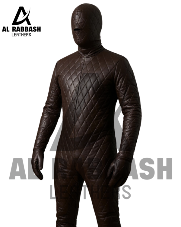 Brown Quilted Fetish Bondage Suit – Full Body Restraint BDSM Costume