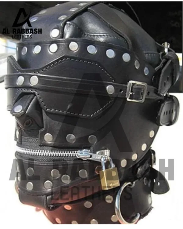 Studded Leather Bondage Hood