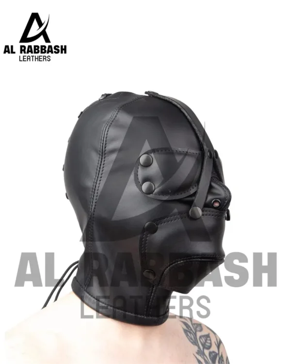 Leather Bondage Removable Eye Cover Hood