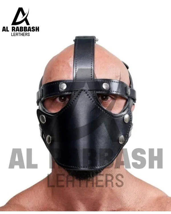 Genuine Leather Face Harness – Handmade Adjustable Mask