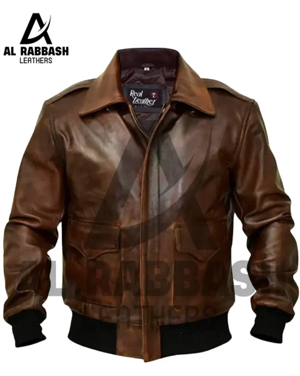 Handmade Mens A2 Lambskin Leather Bomber Jacket | Chocolate Brown, Quilted Lining