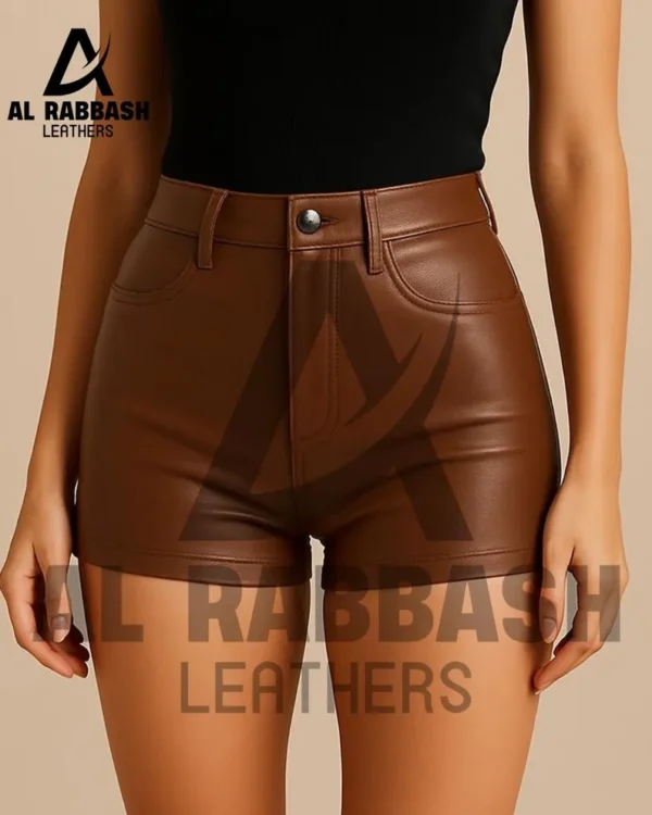 Leather High Waisted Shorts Vintage Style