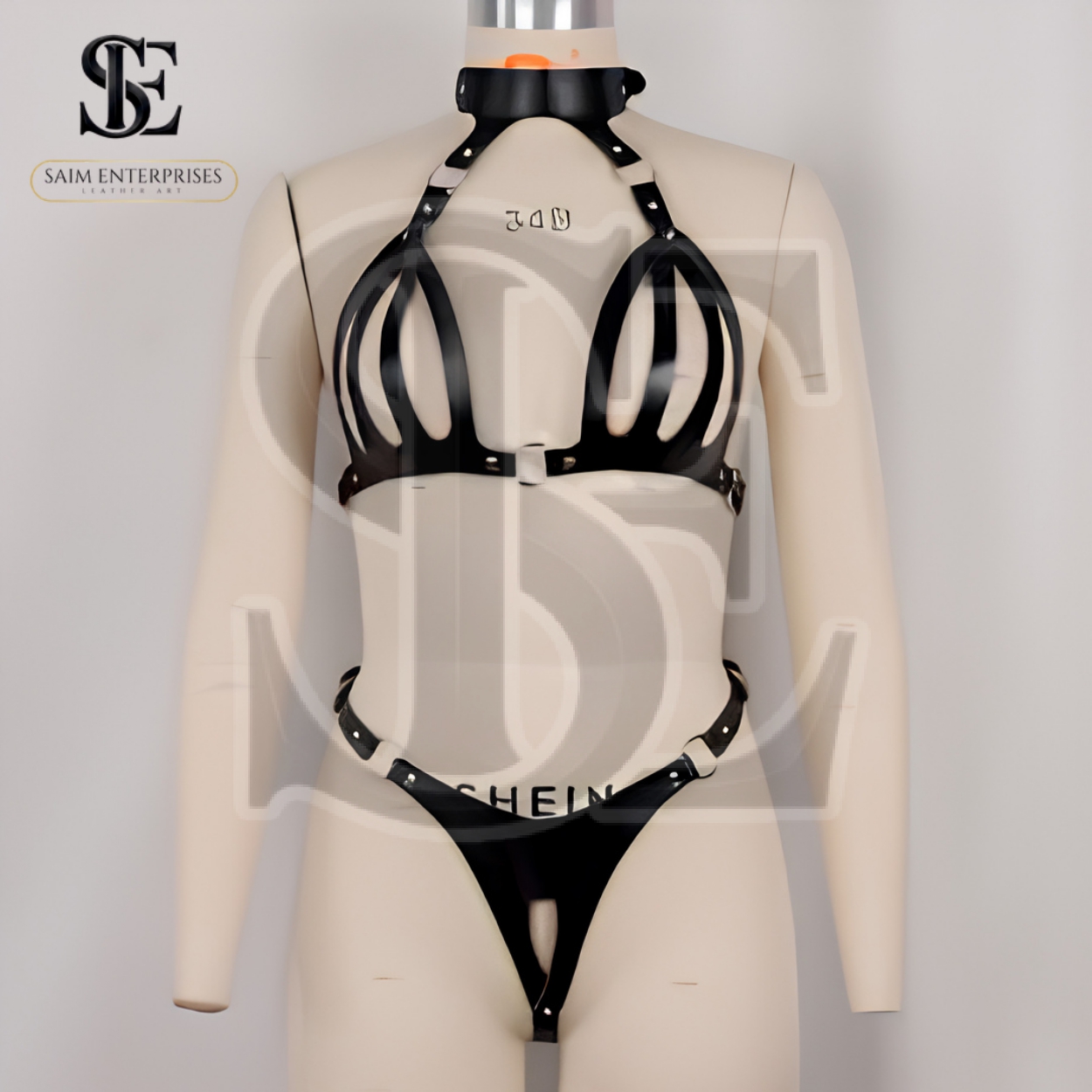 Leather Open Cup Bondage Harness Lingerie