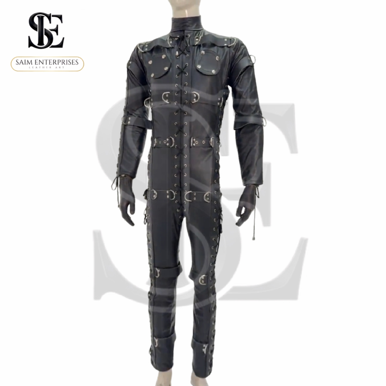 Black Leather Inescapable Bondage Suit – BDSM Gay Fetish Full Body Gear