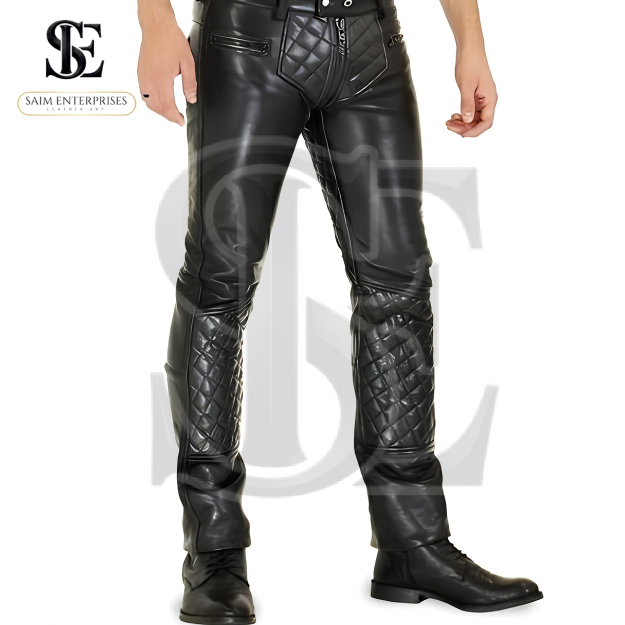 Black Quilted Leather Pant