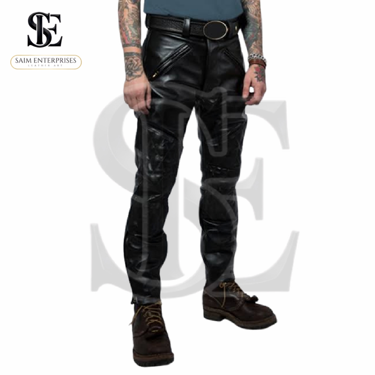Quilted Leather Zipper Pant