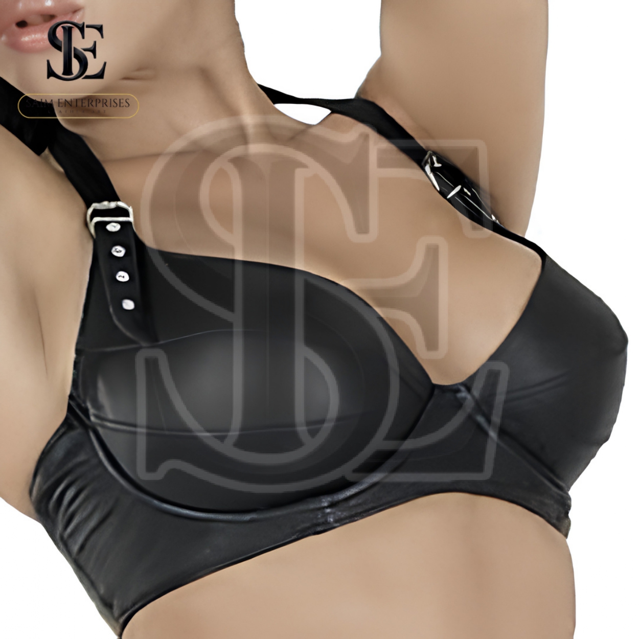 Handmade Black Cow Leather Bra – Custom Made | Classic Soft Leather Lingerie Top for Women