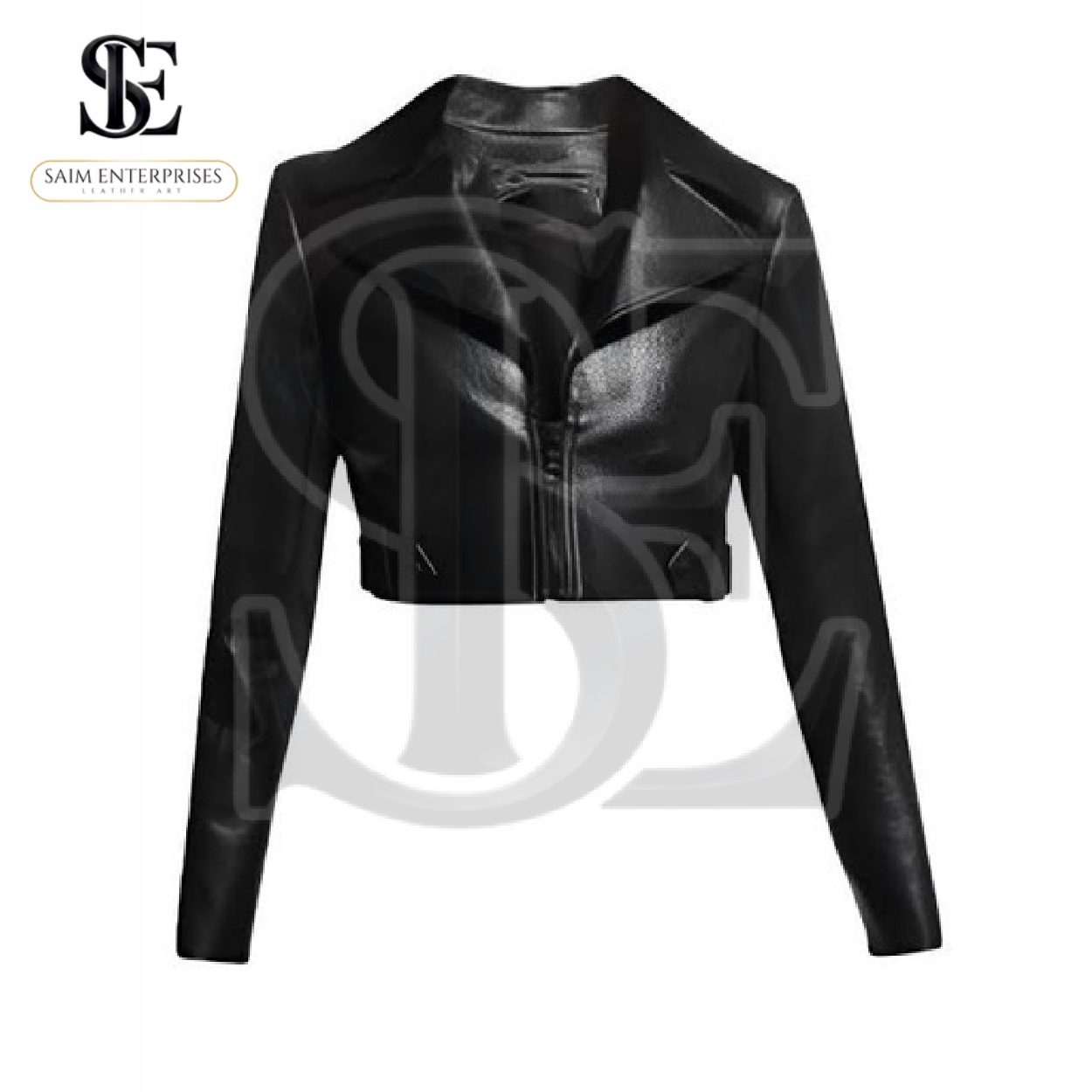 Cropped Black Leather Jacket: Runway-Inspired Glossy Finish