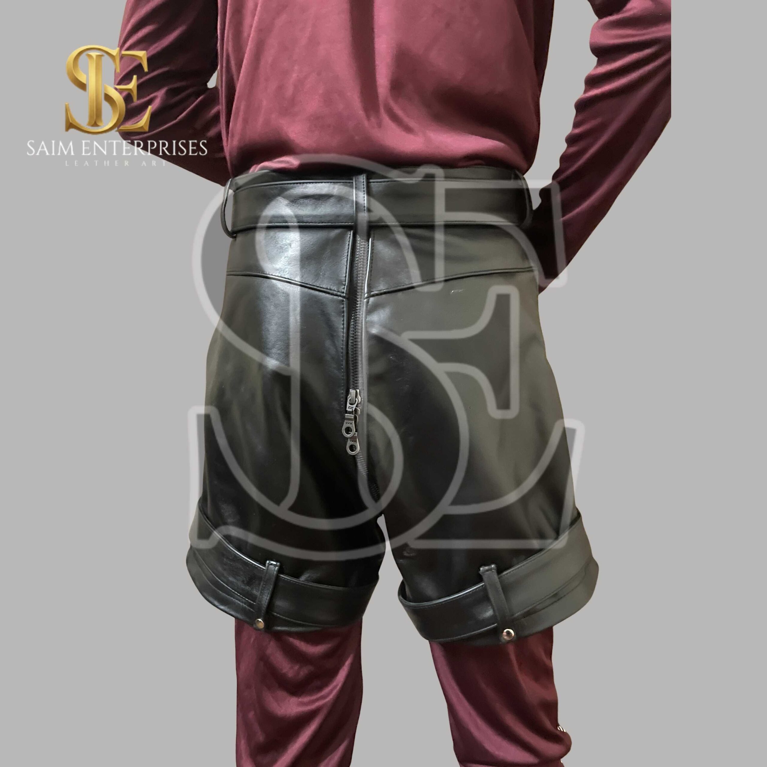 Handmade Men's Genuine bondage Leather BDSM Shorts - Image 6