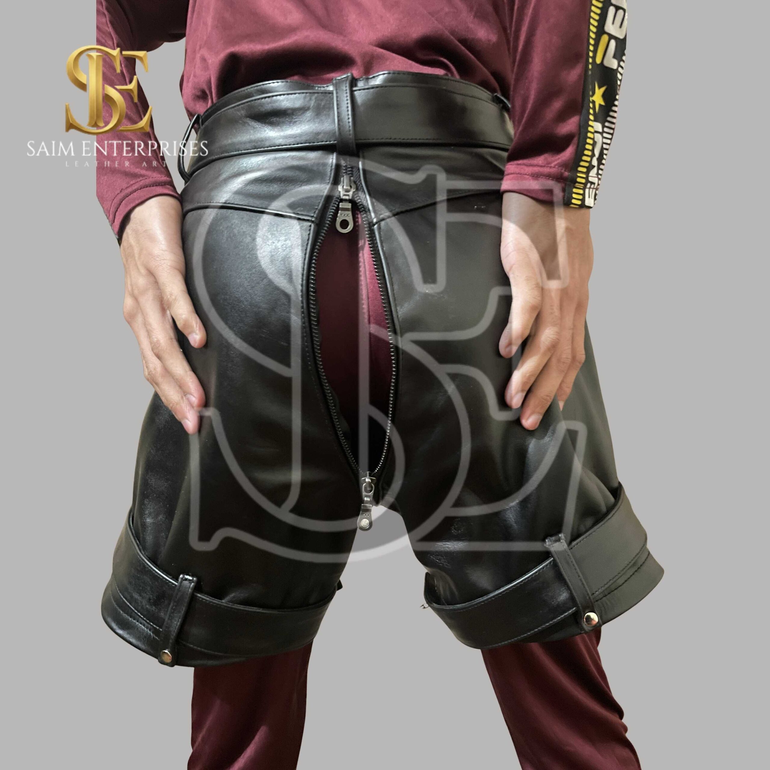 Handmade Men's Genuine bondage Leather BDSM Shorts - Image 5