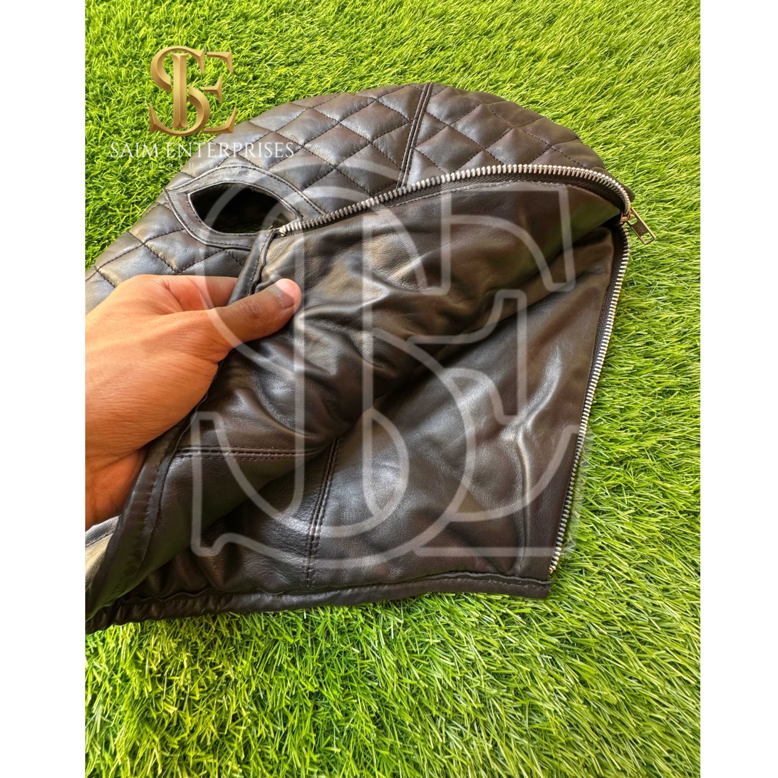 Handmade Quilted Genuine BDSM Leather Bondage Hood - Image 5