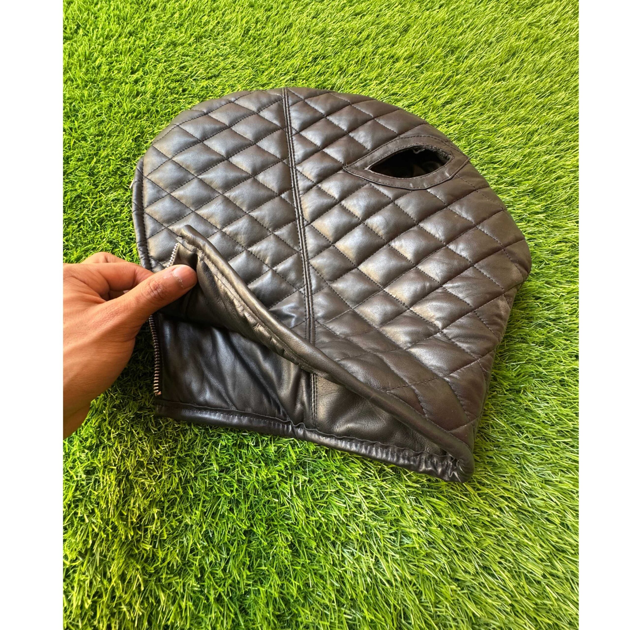 Handmade Quilted Genuine BDSM Leather Bondage Hood - Image 7