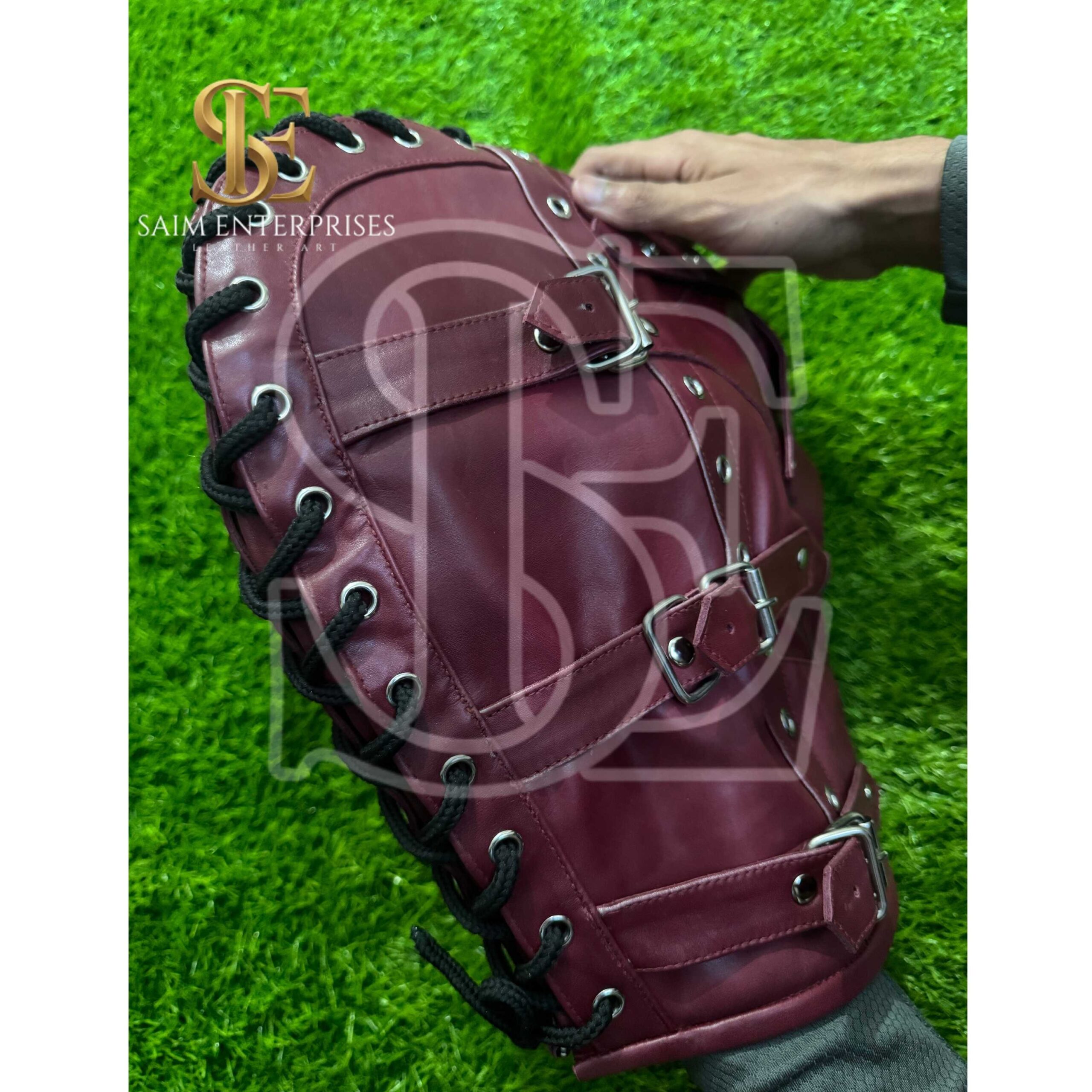 Handmade Leather BDSM Bondage Hood Mask with Adjustable Buckles - Image 11
