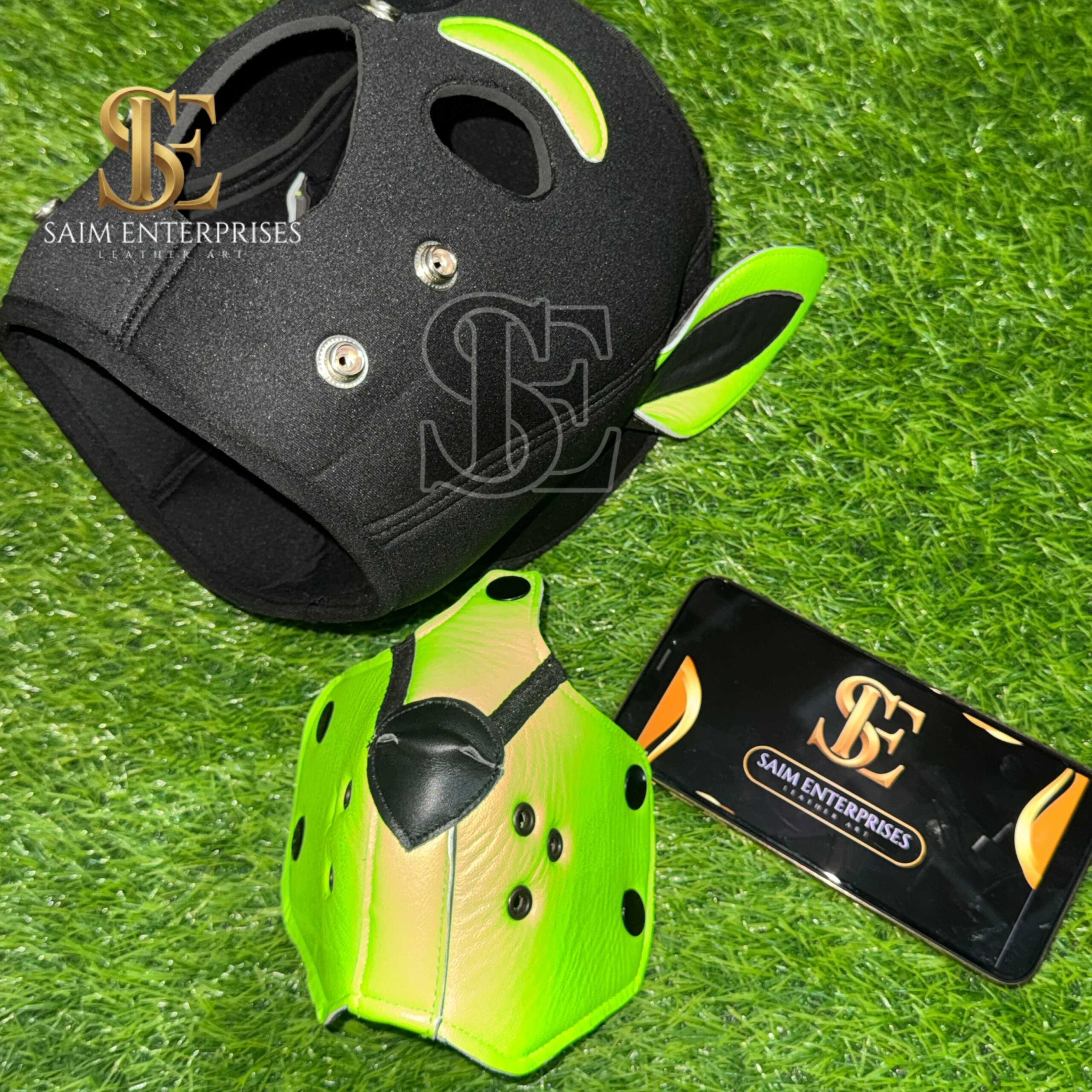 Handmade Parrot Color BDSM Leather & Neoprene Puppy Hood - Image 7