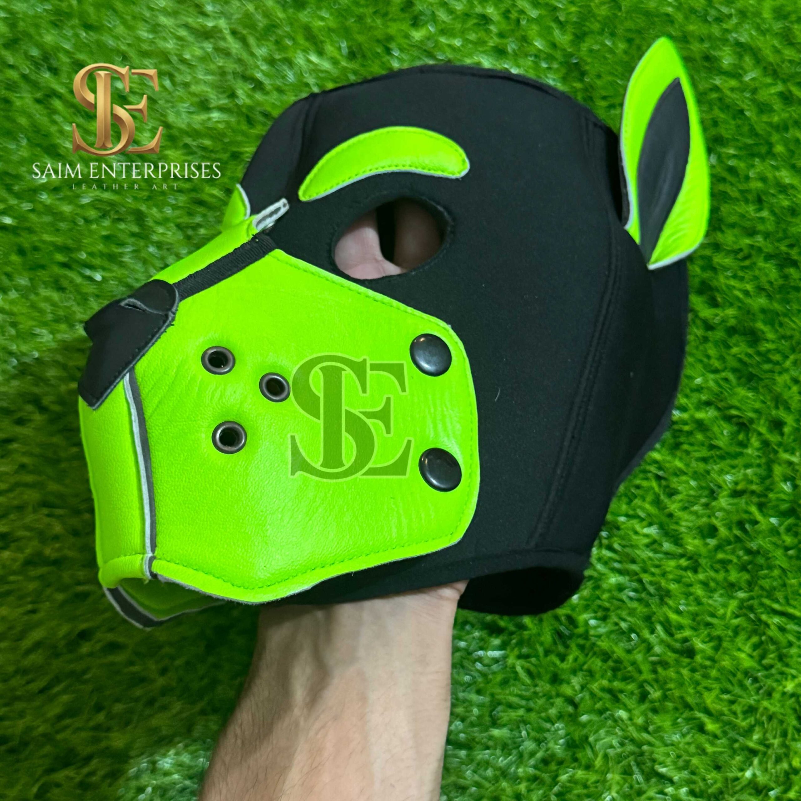 Handmade Parrot Color BDSM Leather & Neoprene Puppy Hood