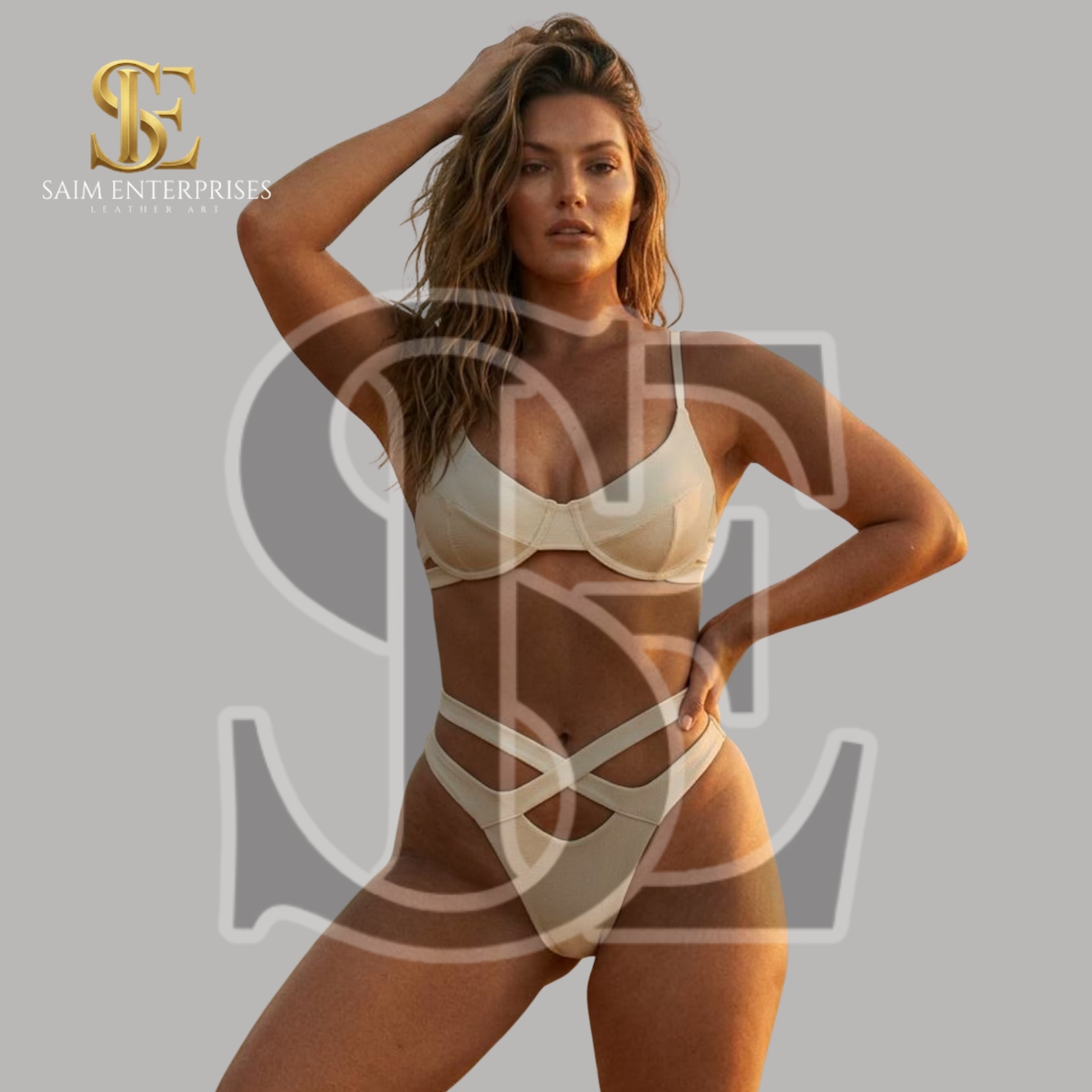 Custom Bondage Leather BDSM Underwire Bra & High-Leg Thong