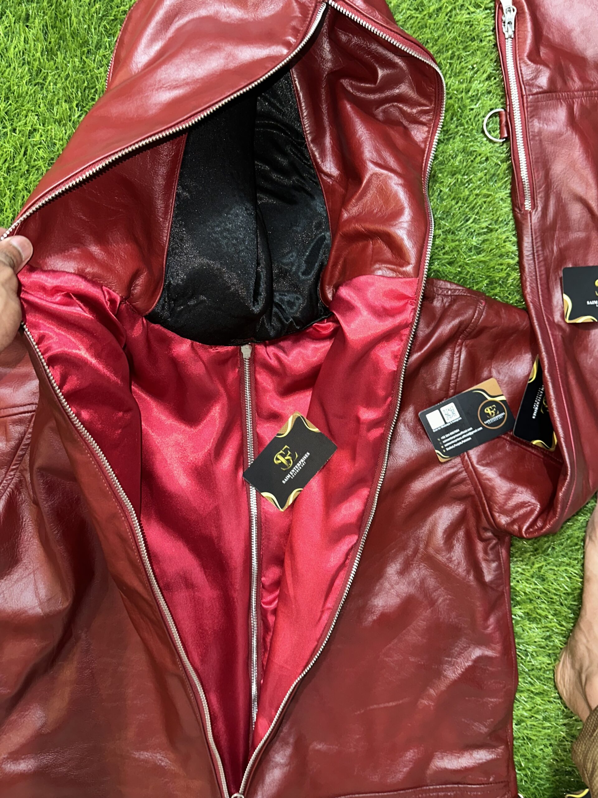 Handmade Custom Red Padded Sheepskin Leather BDSM Catsuit - Image 2