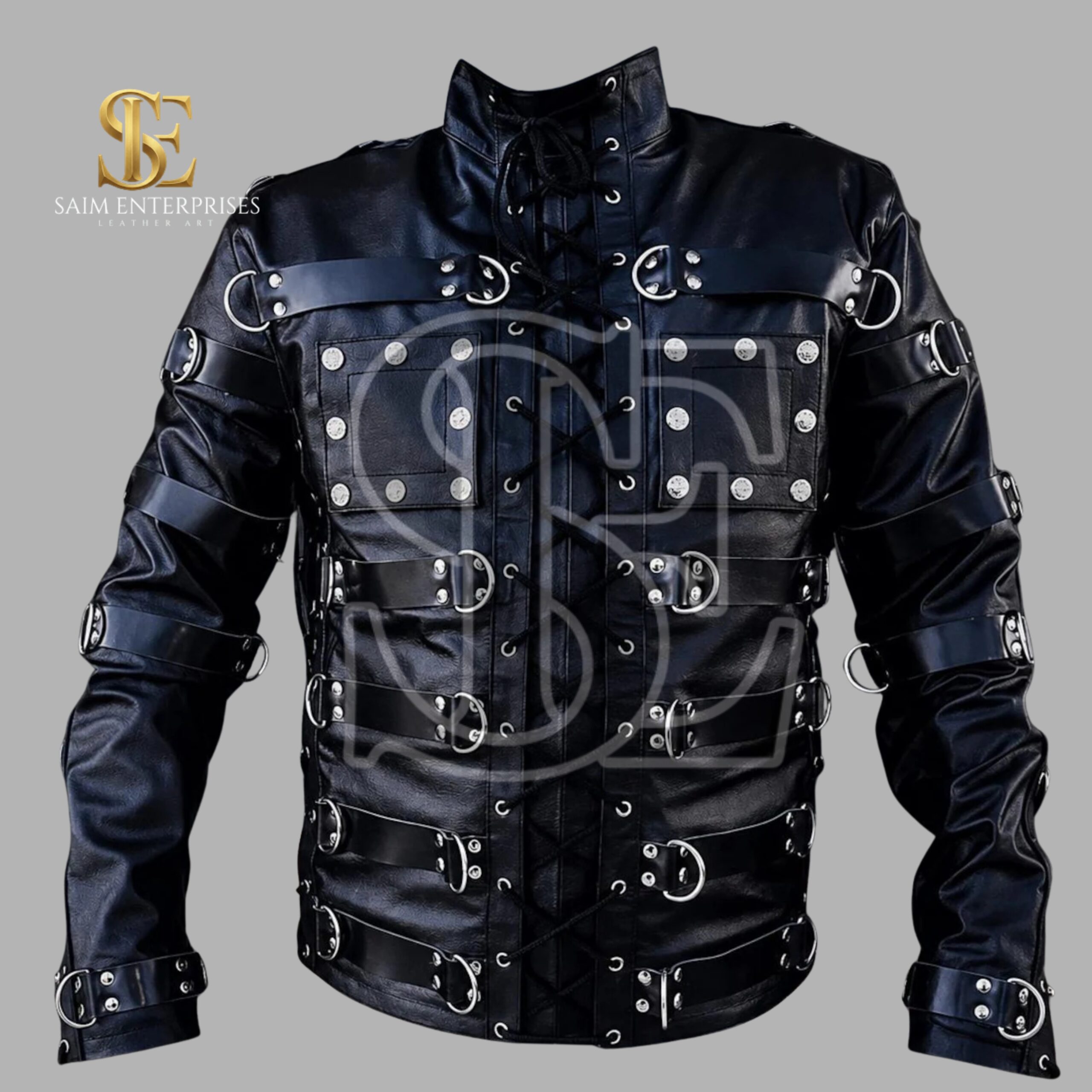 Men’s Black Leather BDSM Bondage Straitjacket - Image 2