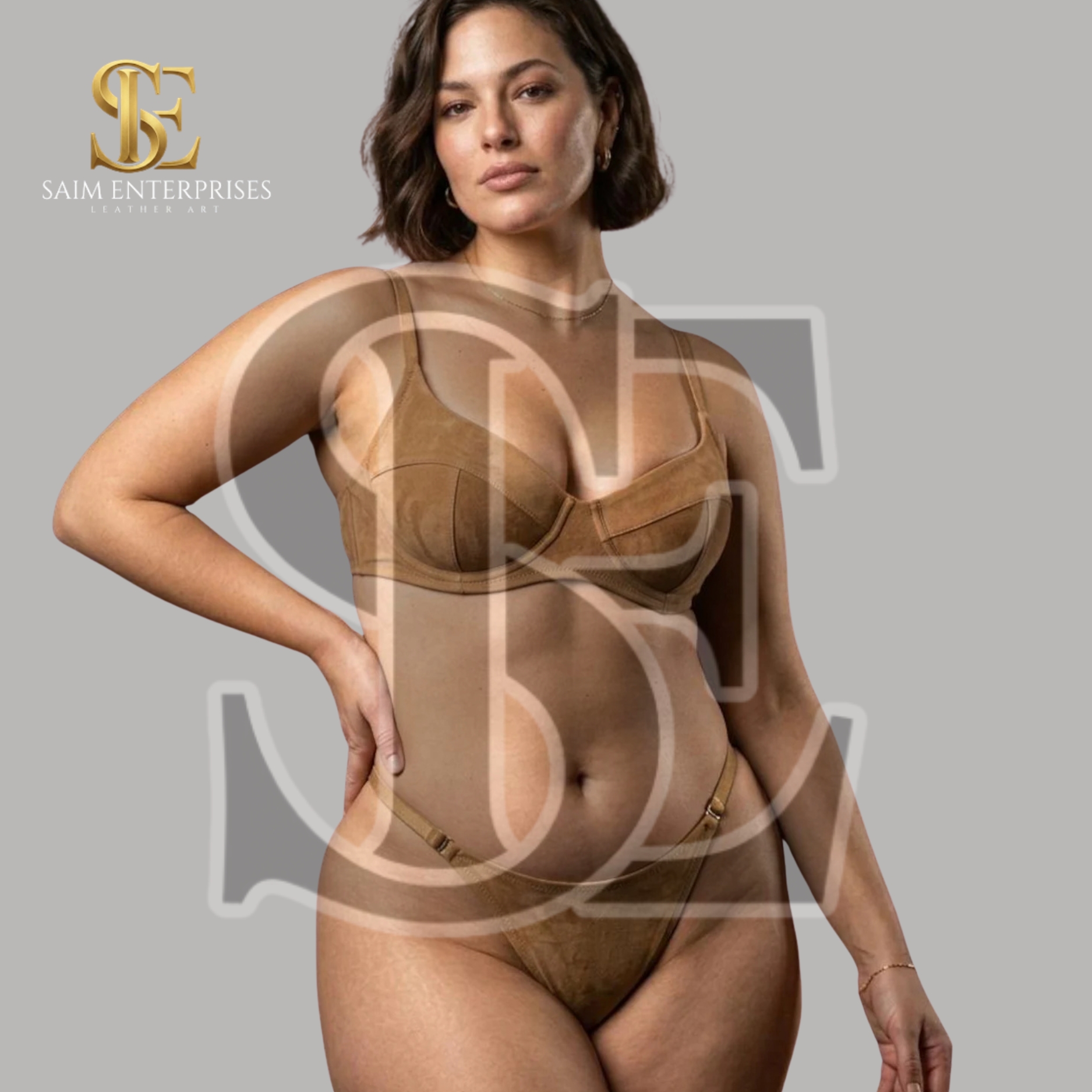 Handmade Goat Suede Leather BDSM Luxury Bikini Set - Image 3