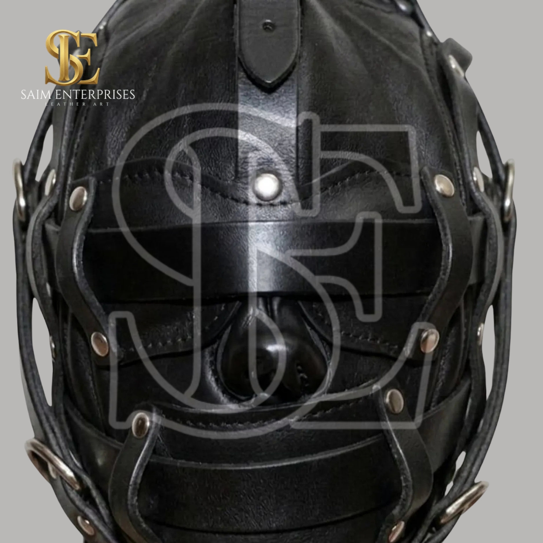 Handmade Black Leather BDSM Bondage Hood Mask - Image 3