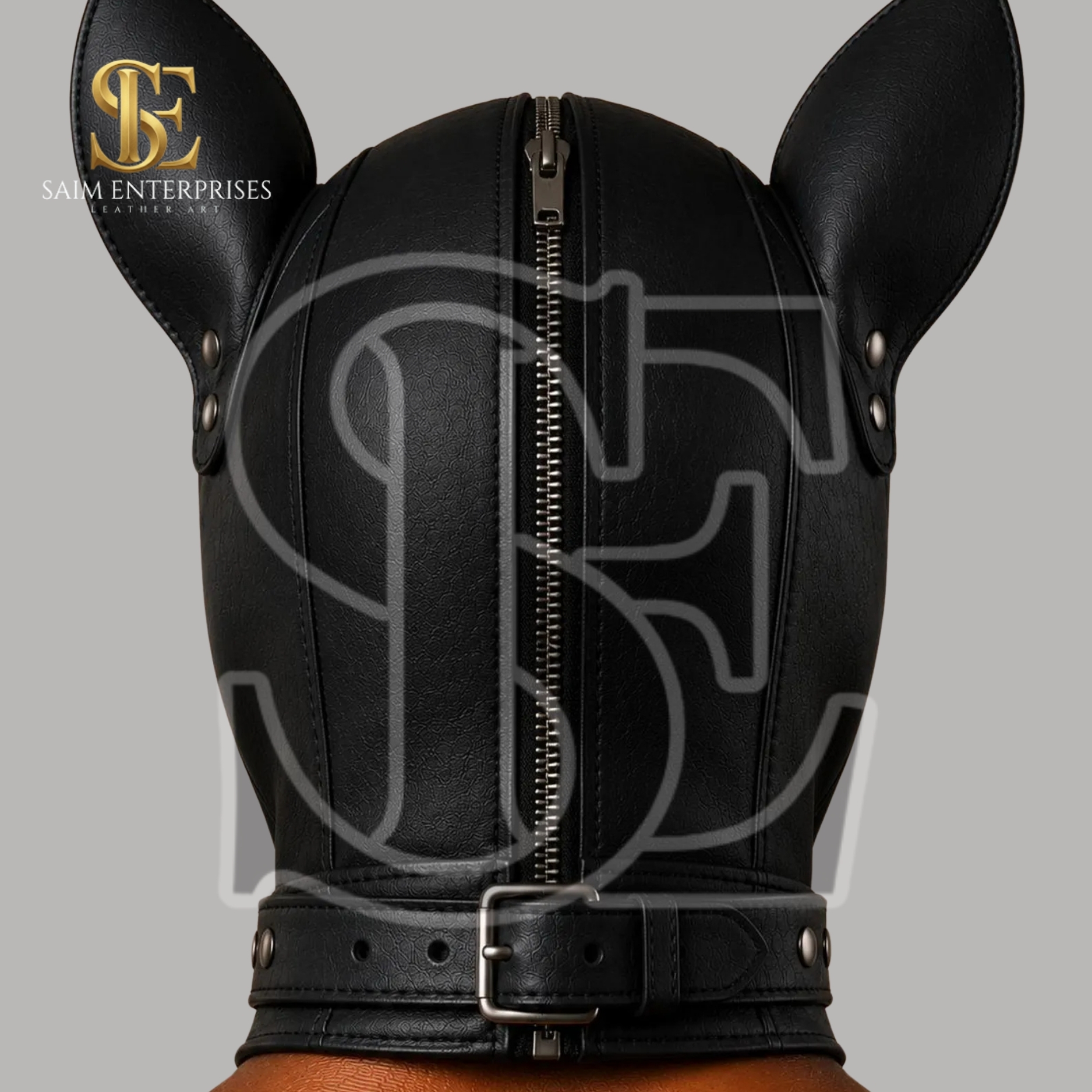 Black Leather BDSM Puppy Bondage Hood & Petplay Mask - Image 4