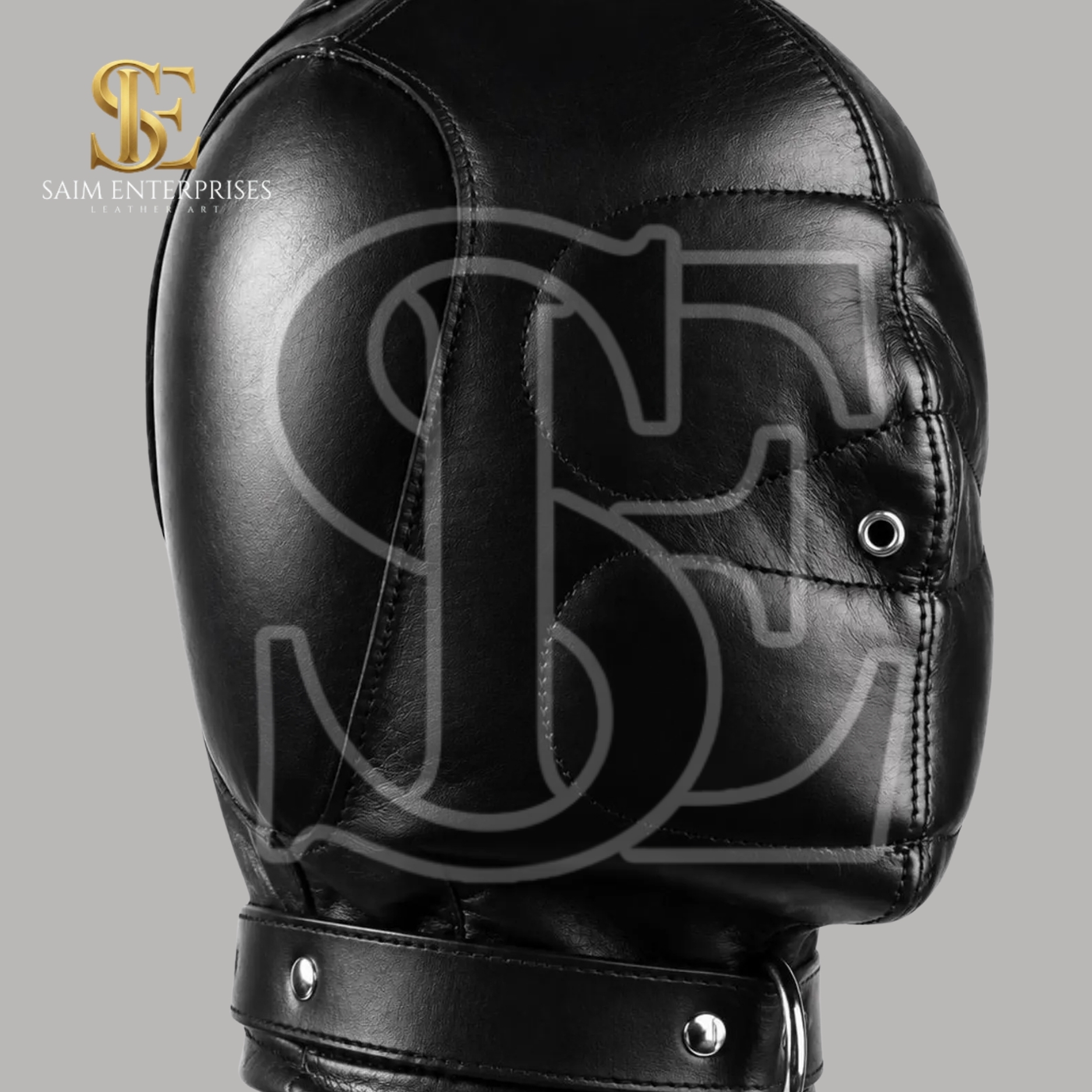 Padded Leather BDSM Bondage Hood Mask - Image 2