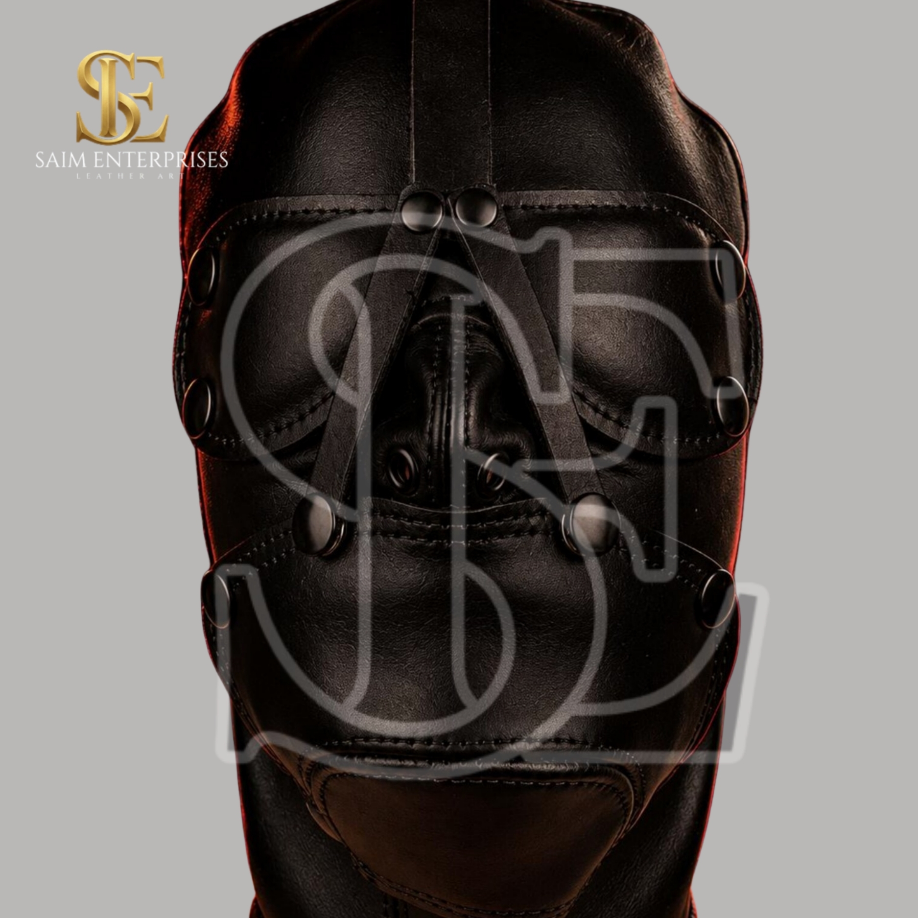 Genuine Leather BDSM Detachable Bondage Hood Mask - Image 2