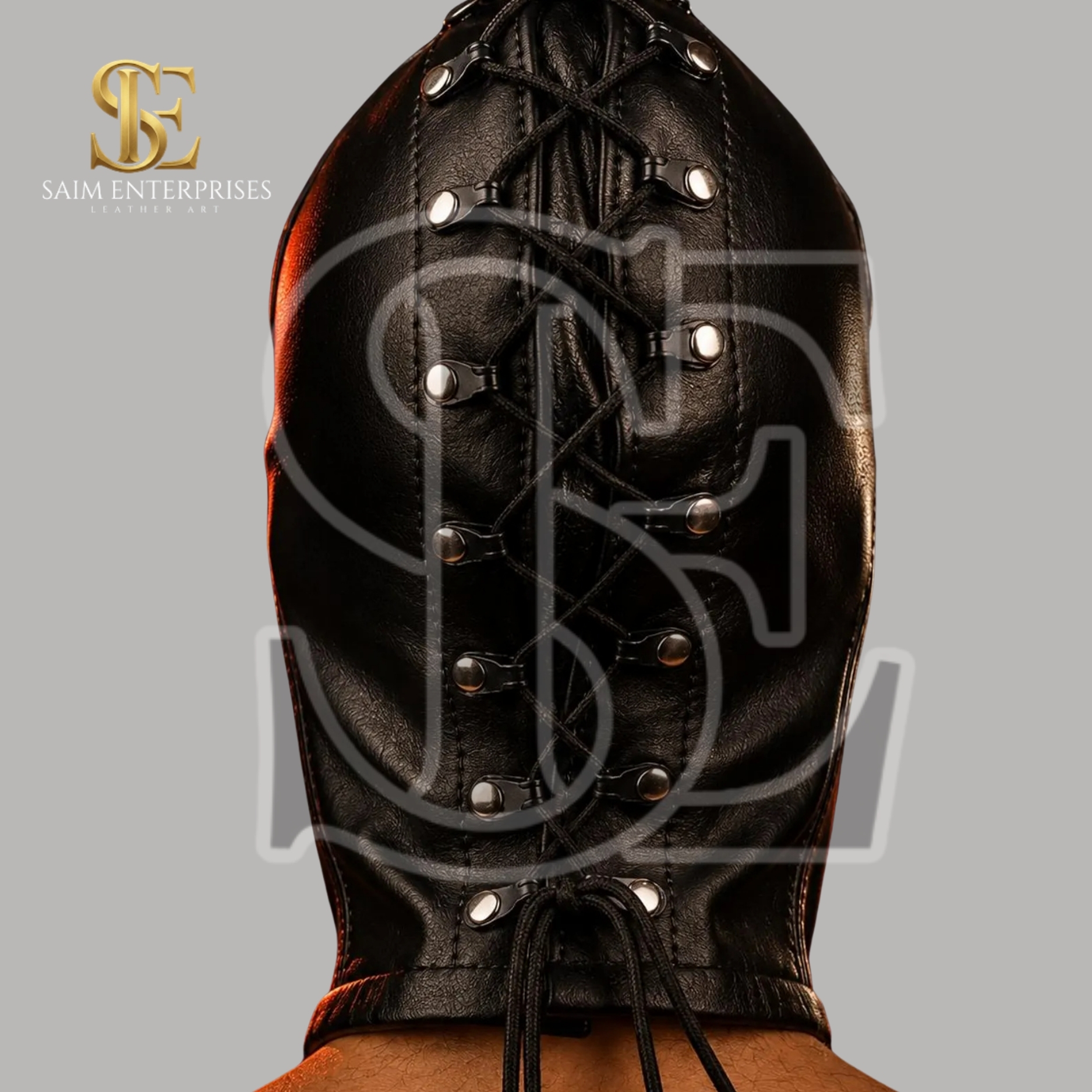 Genuine Leather BDSM Detachable Bondage Hood Mask - Image 3