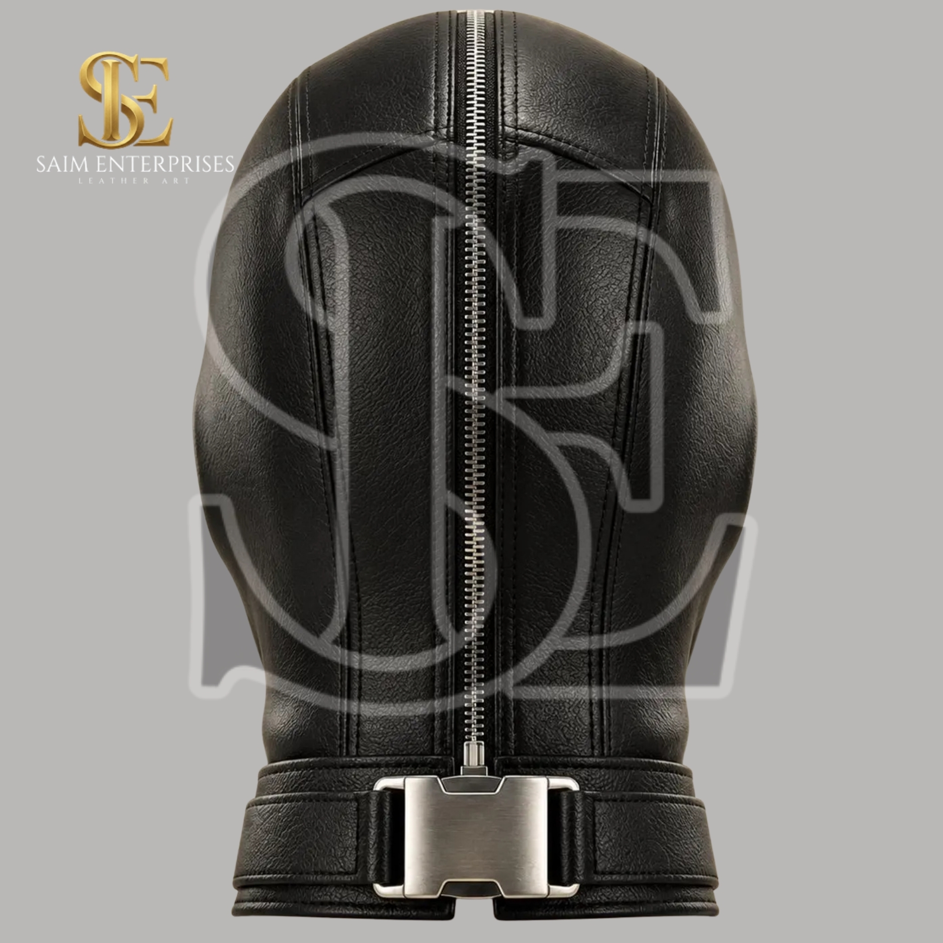 Genuine Leather BDSM Bondage Hood Mask with Collar - Image 3