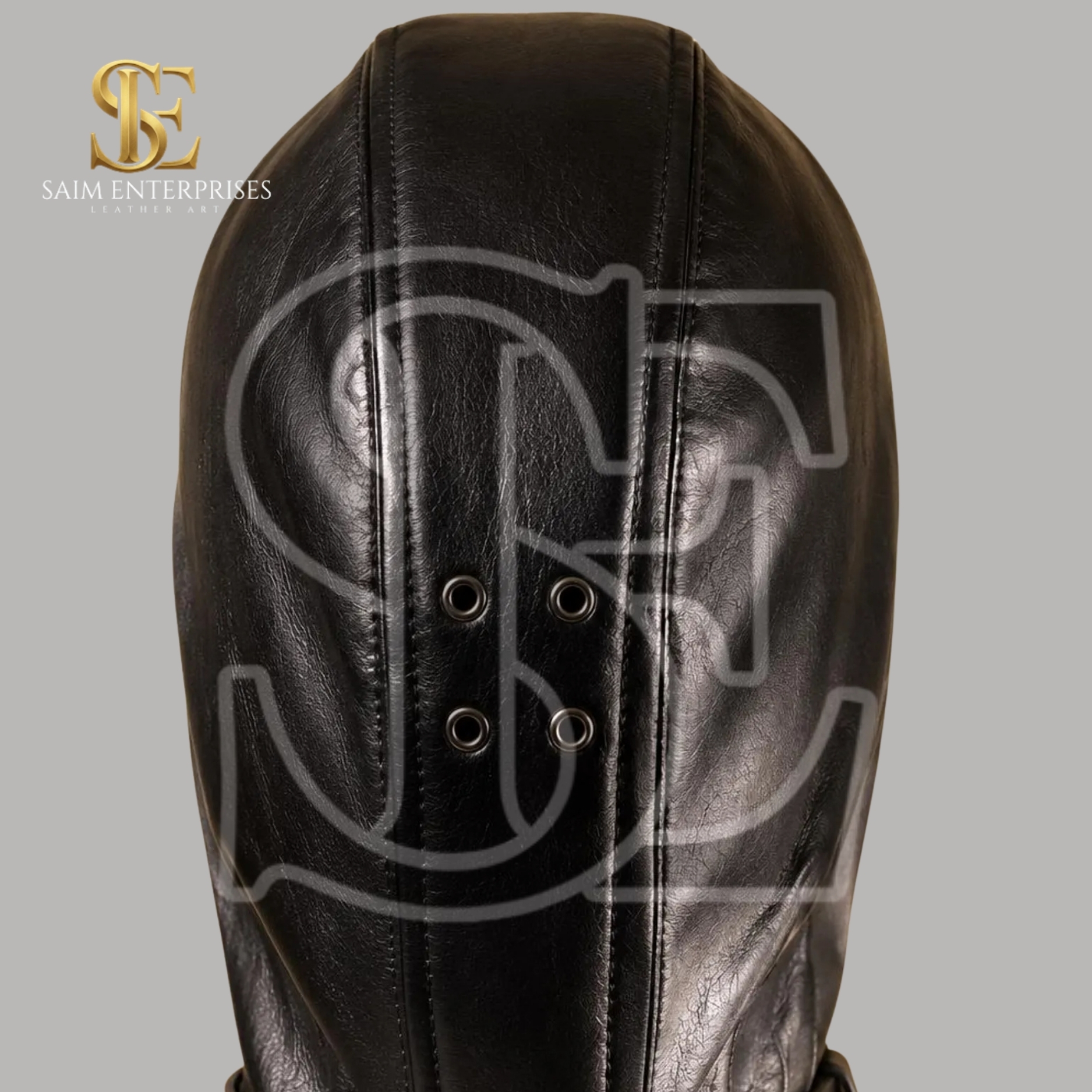 Genuine Leather BDSM Sensory Bondage Hood with Collar - Image 3