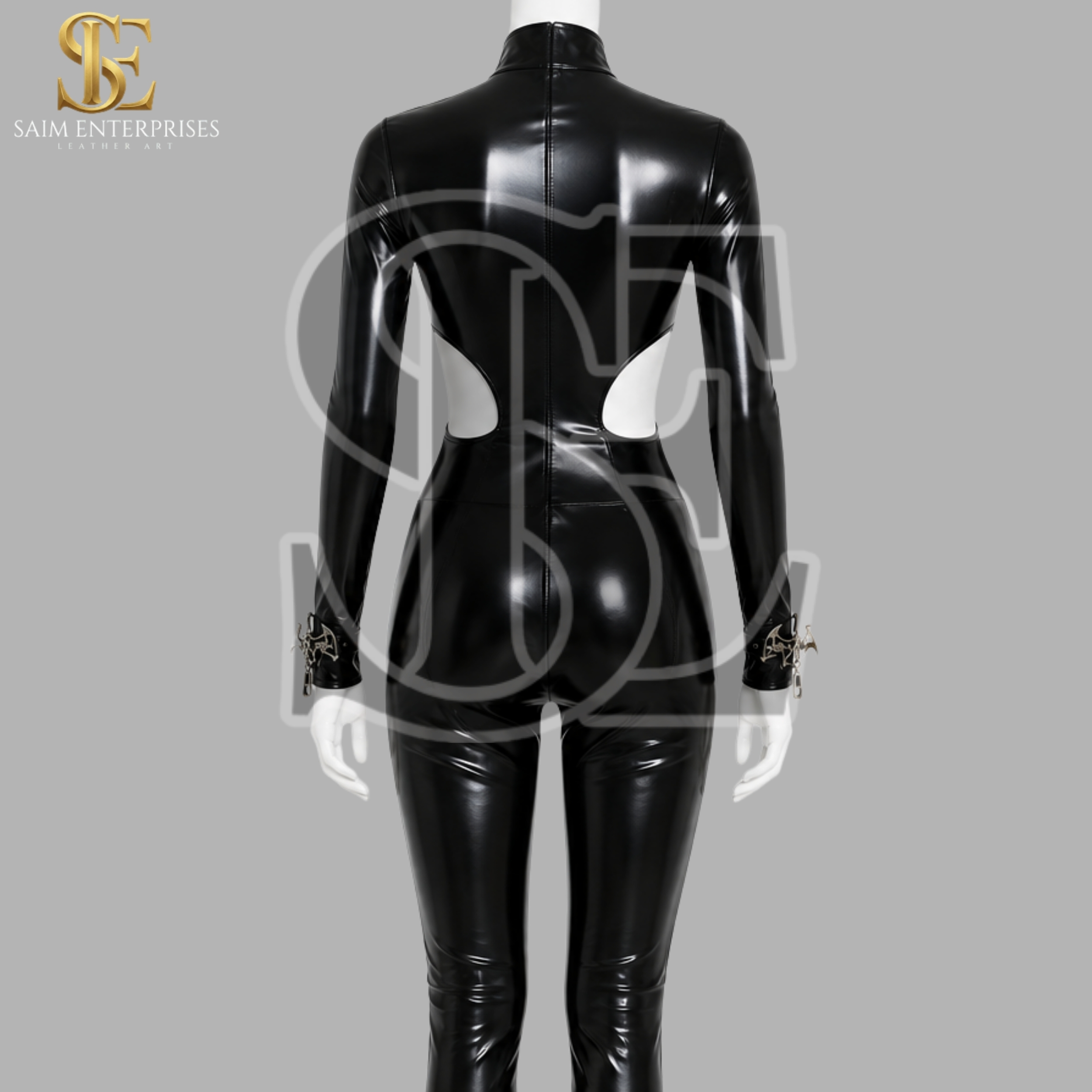 Women's Gothic Leather Costume Bodysuit - Image 3