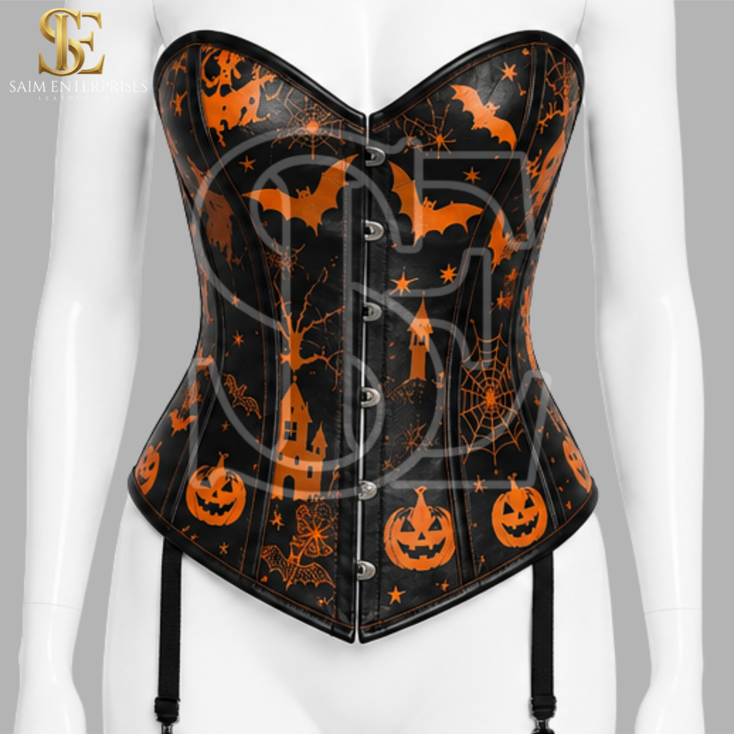 Sheep Leather Halloween Print Gothic Corset - Image 4