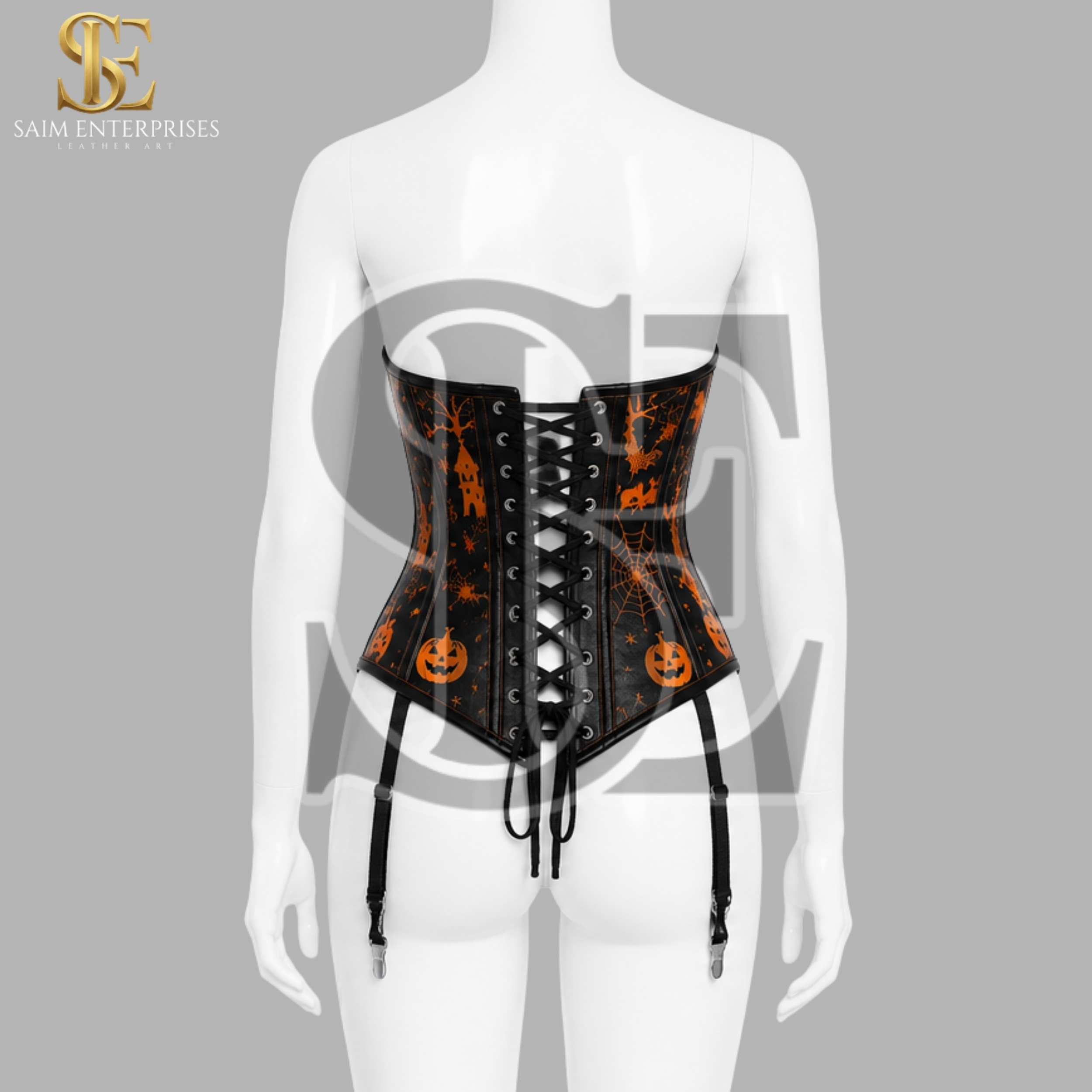 Sheep Leather Halloween Print Gothic Corset - Image 3
