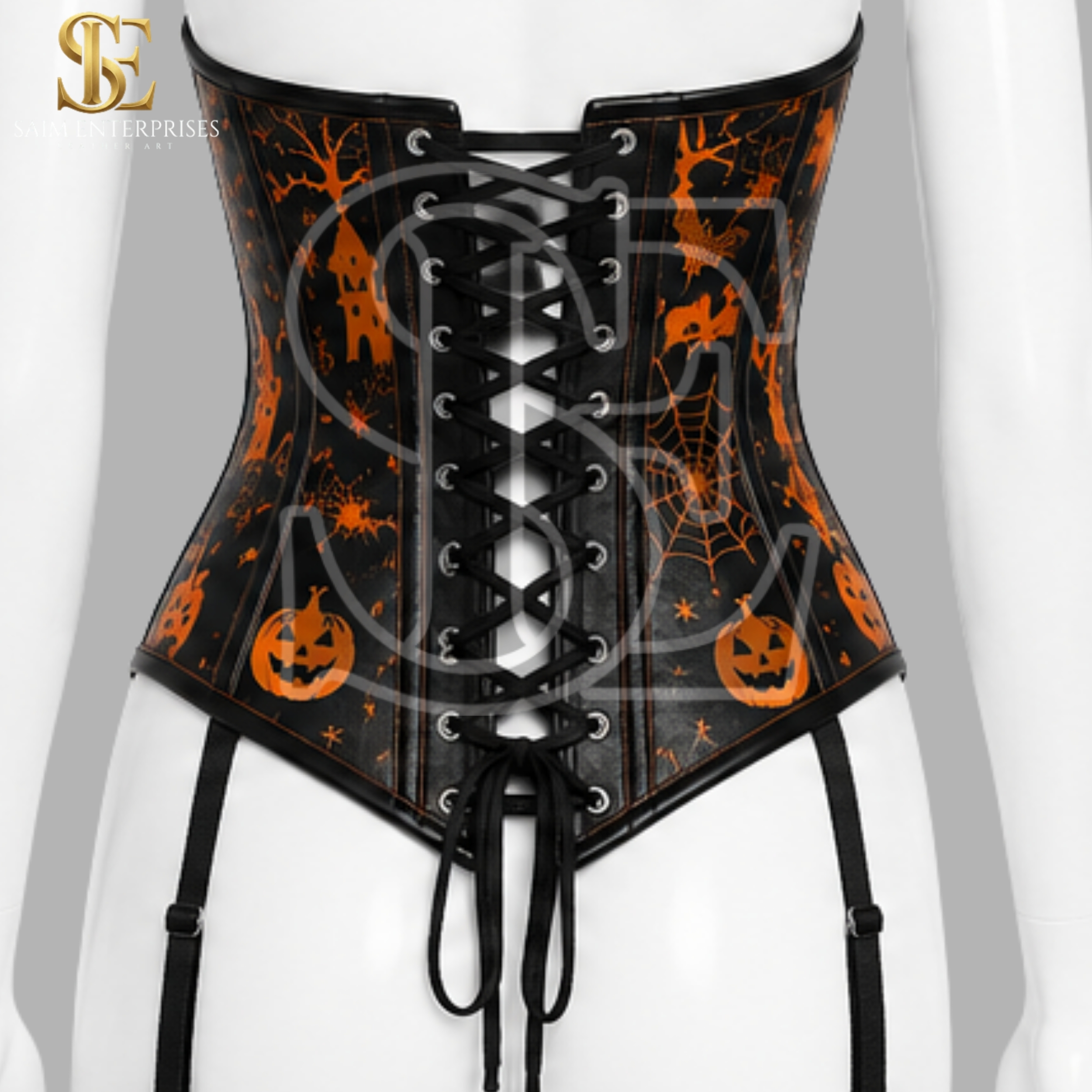 Sheep Leather Halloween Print Gothic Corset - Image 5