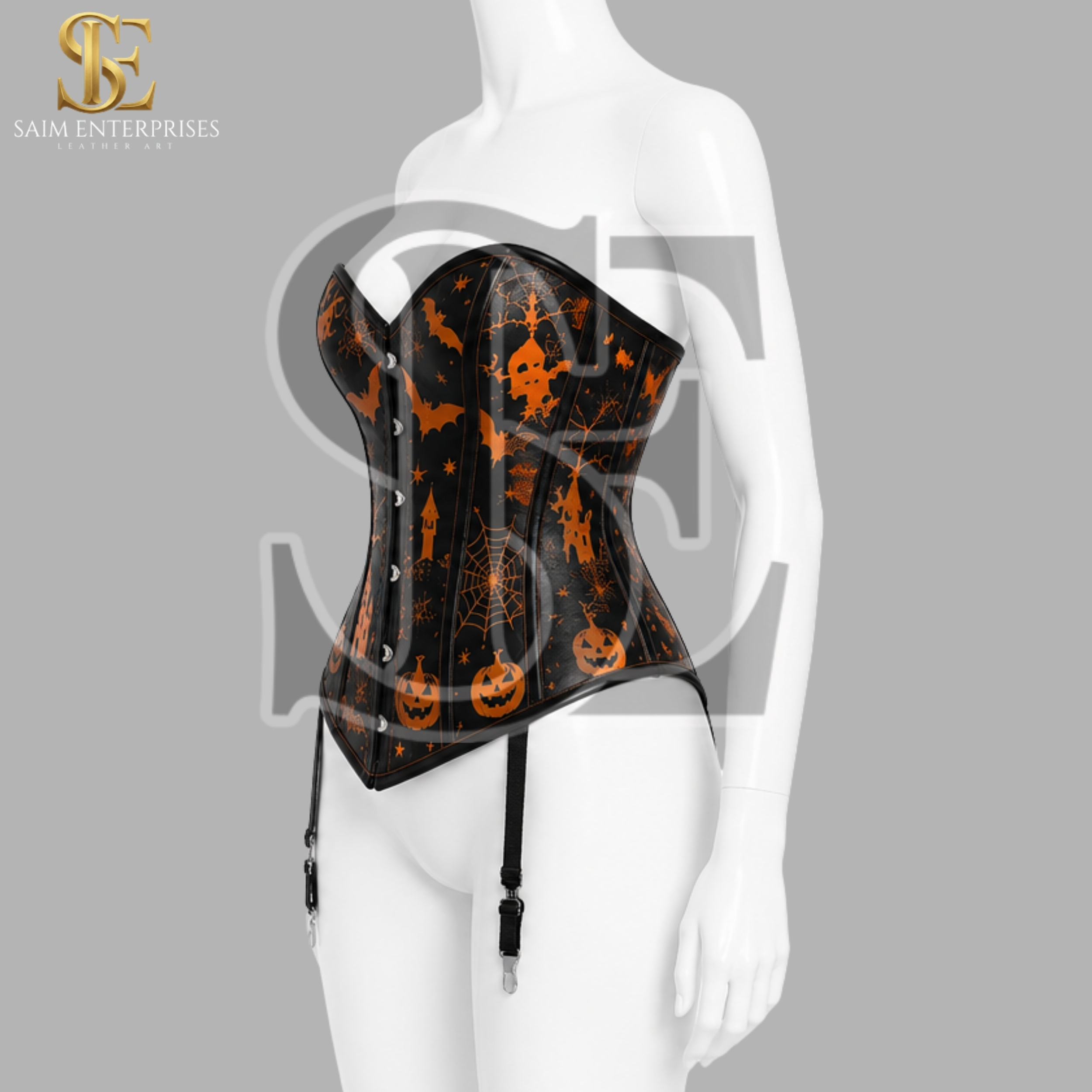 Sheep Leather Halloween Print Gothic Corset - Image 2