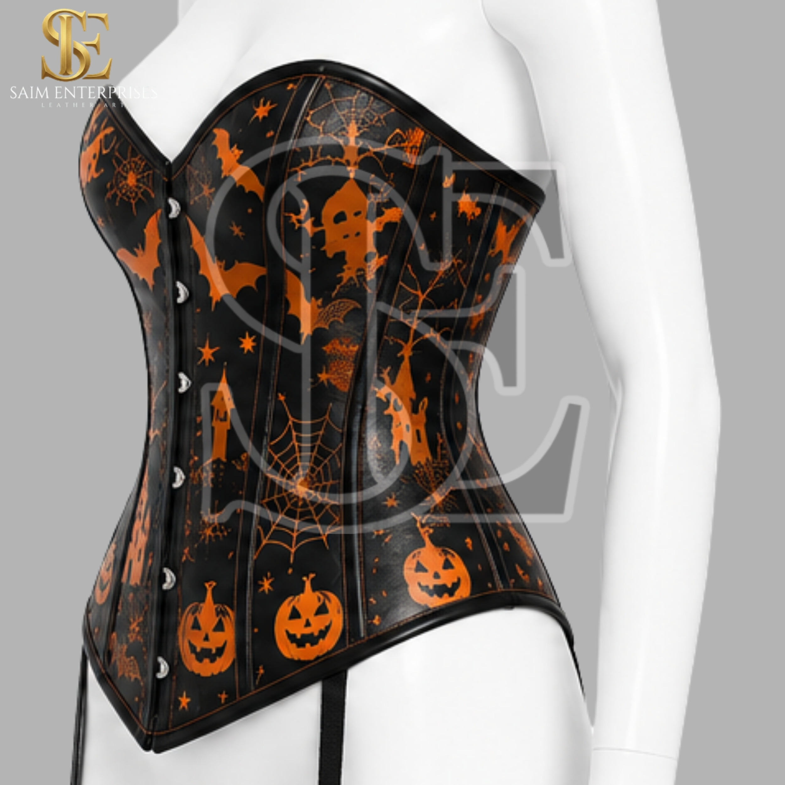 Sheep Leather Halloween Print Gothic Corset - Image 6