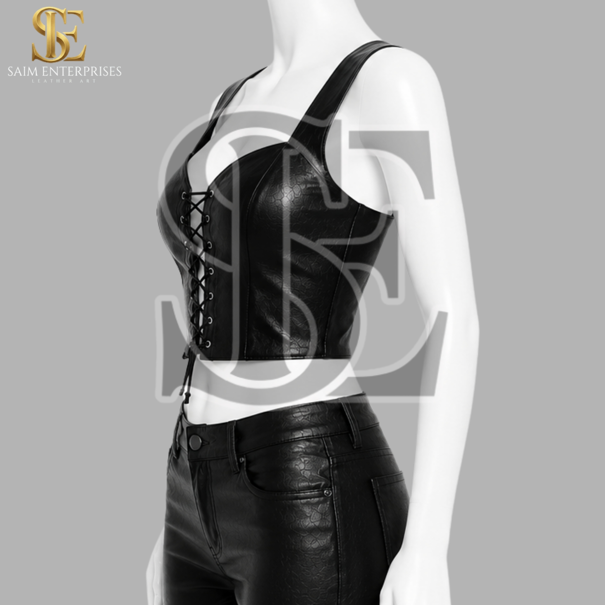 Handmade Women’s Leather Halloween Corset Top - Image 2