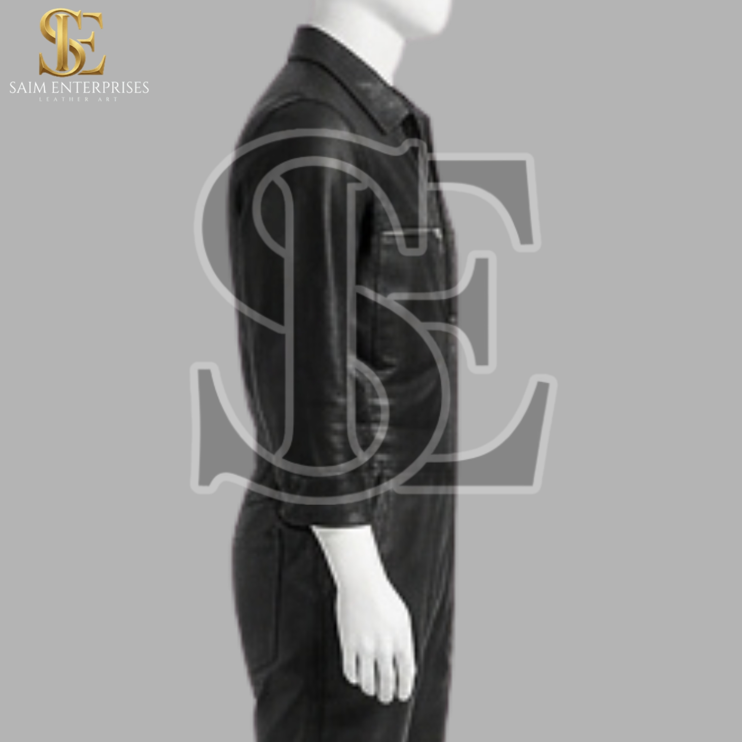 Handmade Men's Black Leather Biker Jumpsuit - Image 6