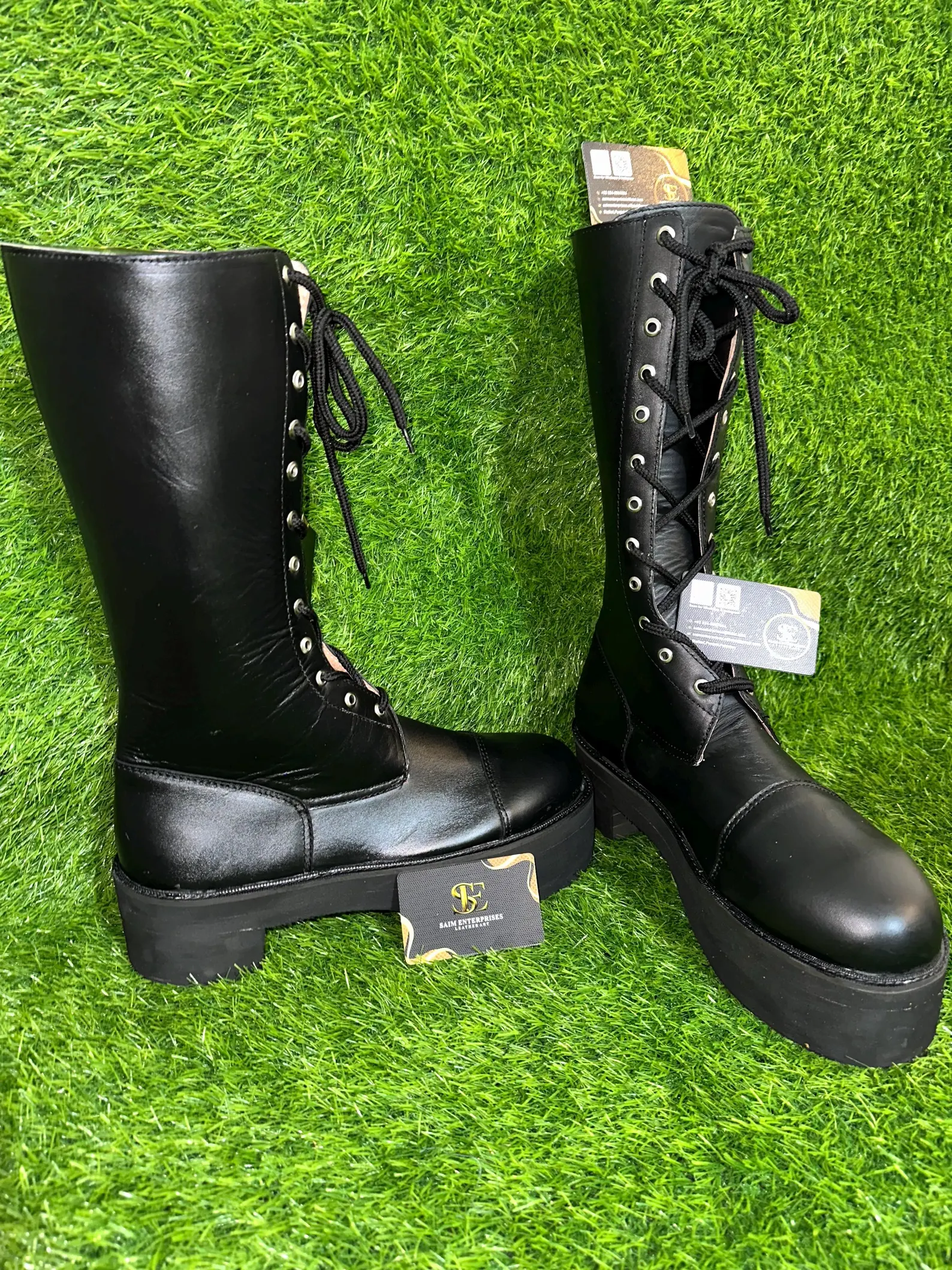 Men's Knee-High Lace-Up Combat Leather Boots - Image 2