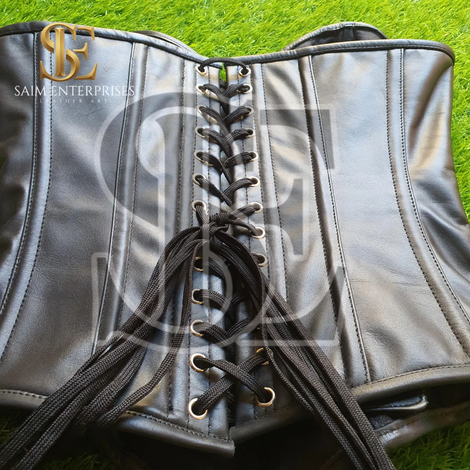 Handmade Front-Zip Overbust Leather Corset Body Shaper - Image 6