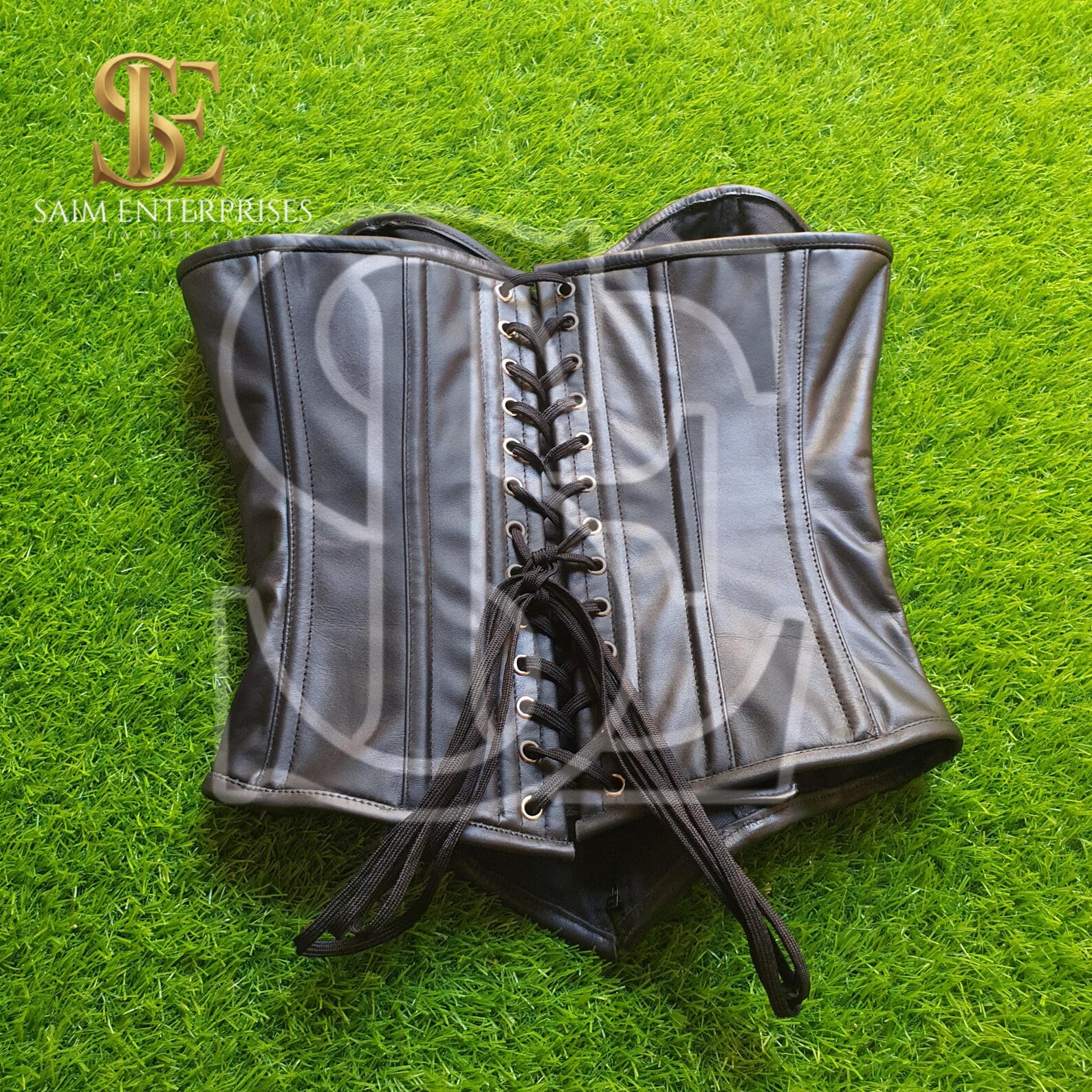 Handmade Front-Zip Overbust Leather Corset Body Shaper - Image 3