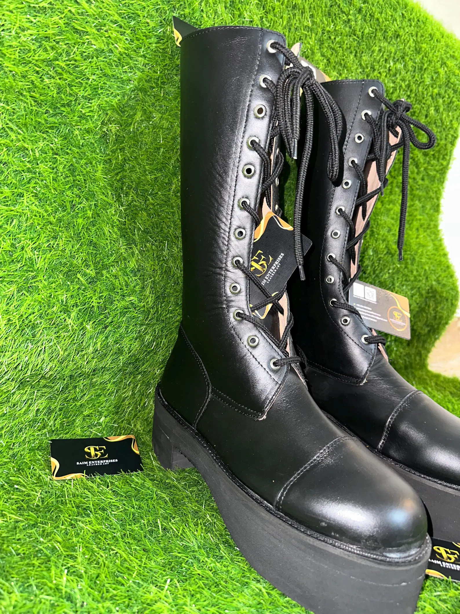 Men's Knee-High Lace-Up Combat Leather Boots - Image 5