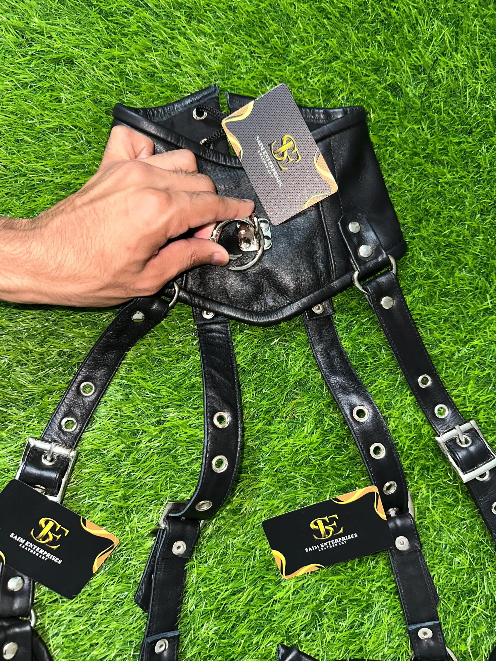 Handmade Black Leather Gothic Underbust Corset - Image 3