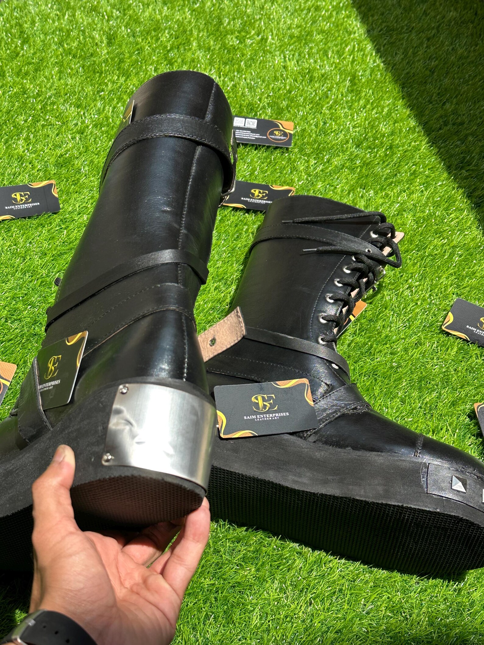 Artisan Crafted Black Heavy-Duty Leather Punk Boots - Image 2