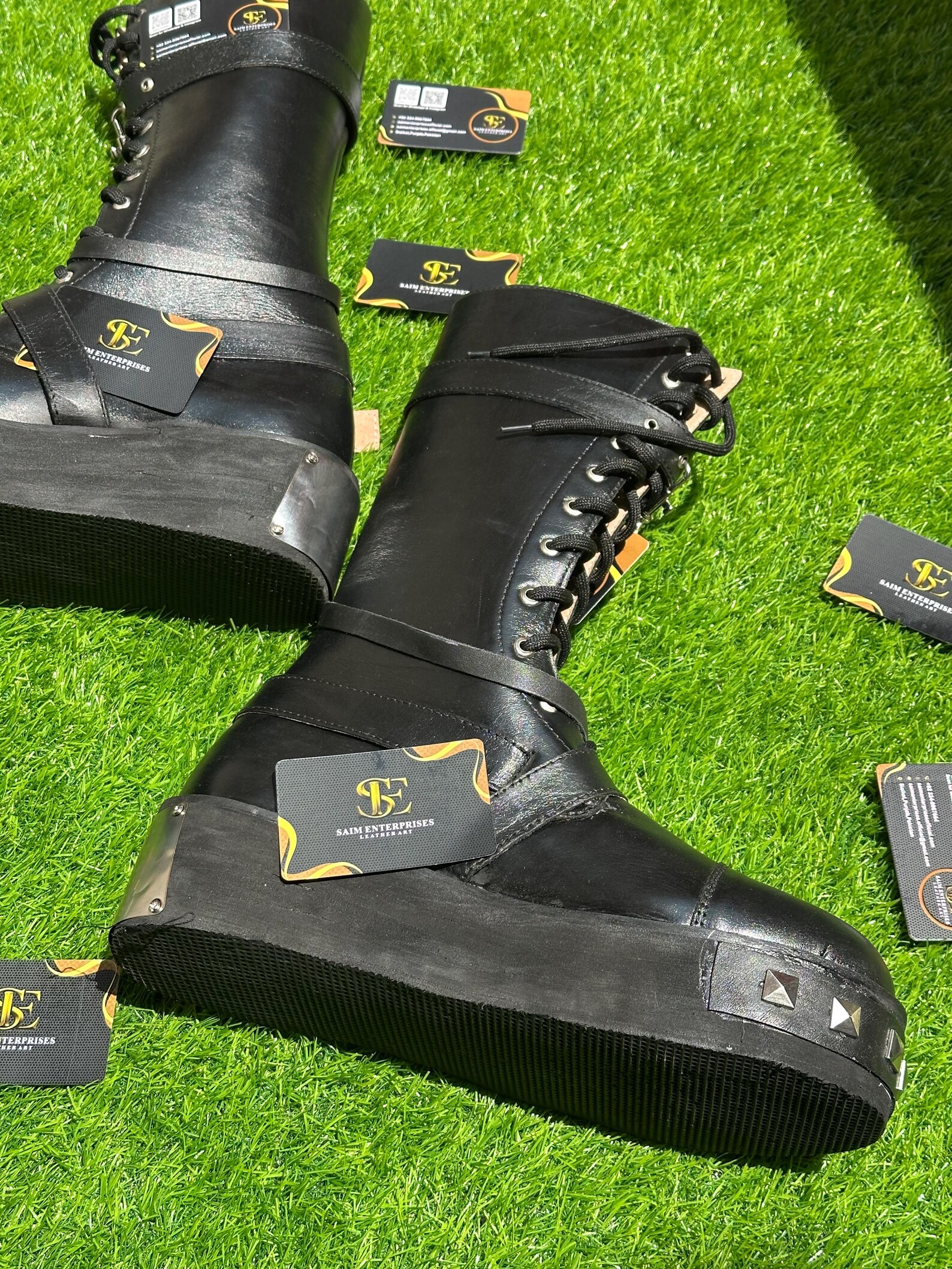 Artisan Crafted Black Heavy-Duty Leather Punk Boots - Image 6