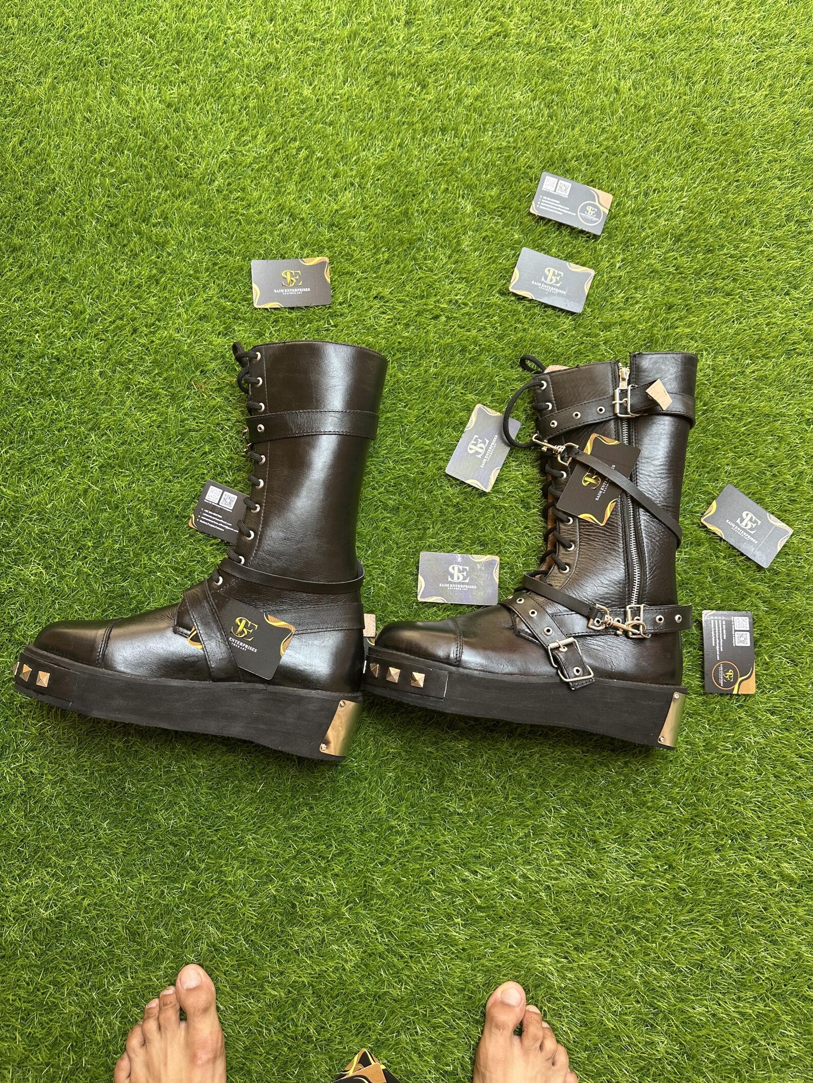 Artisan Crafted Black Heavy-Duty Leather Punk Boots - Image 8