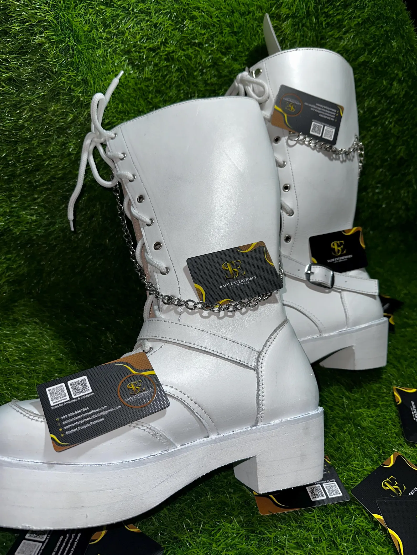 Handmade Gothic Wedge Punk Knee-High Platform Boots - Image 4