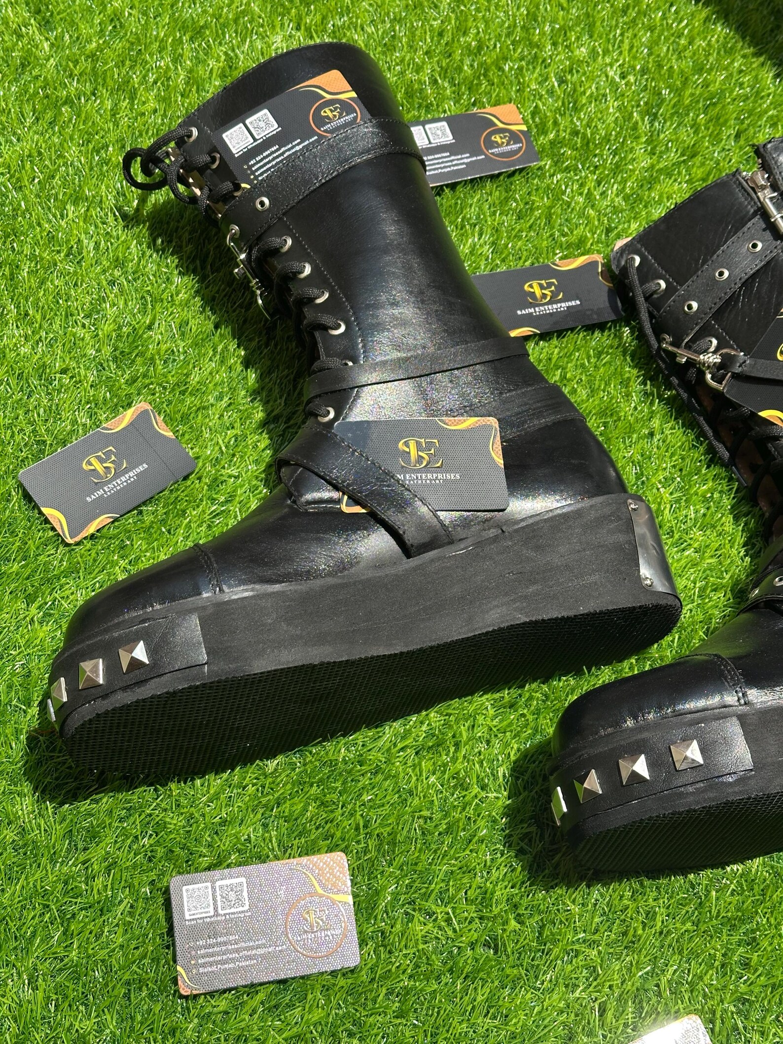Artisan Crafted Black Heavy-Duty Leather Punk Boots - Image 3