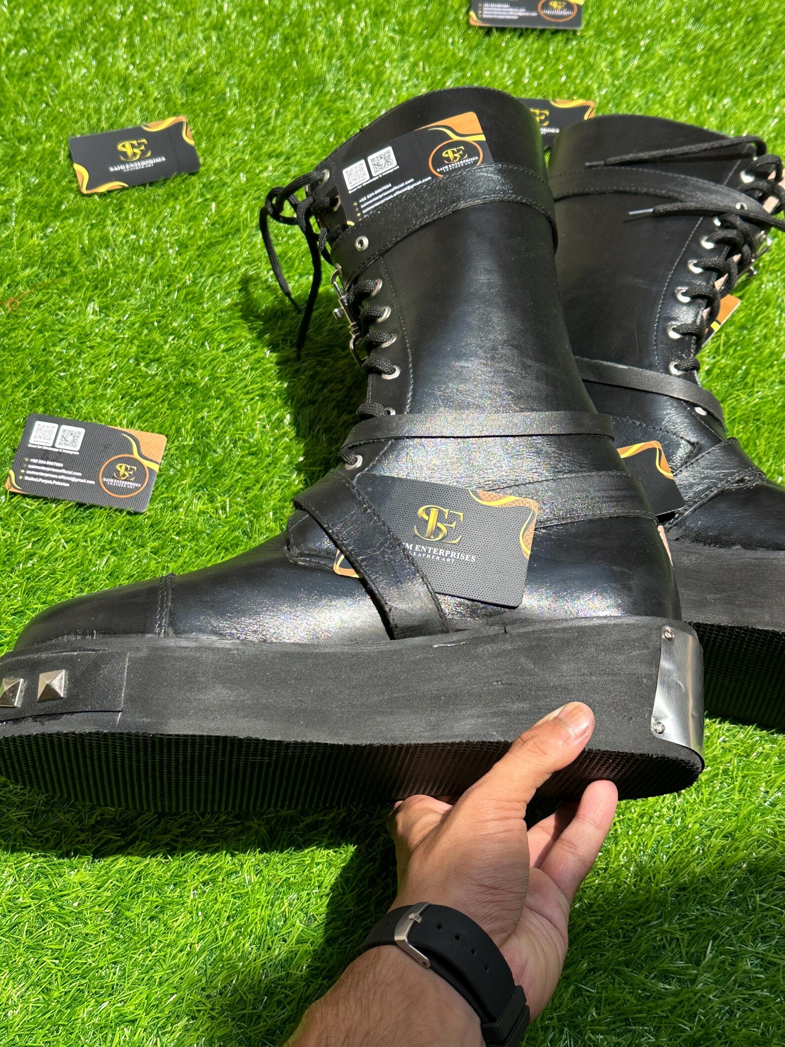 Artisan Crafted Black Heavy-Duty Leather Punk Boots - Image 7