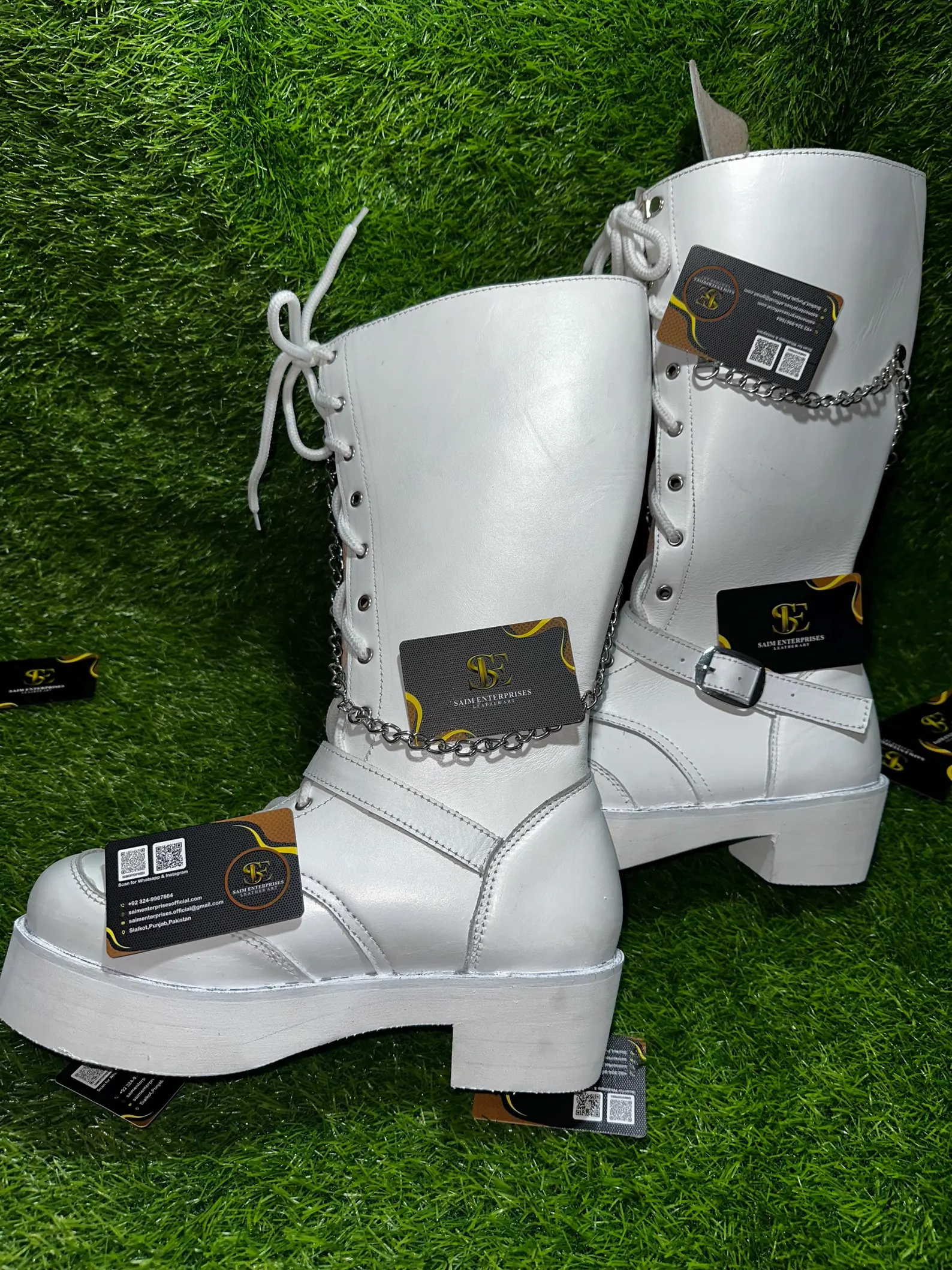 Handmade Gothic Wedge Punk Knee-High Platform Boots - Image 9